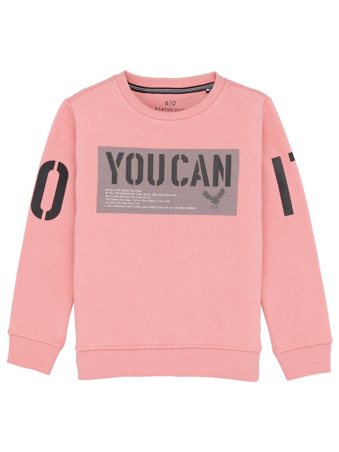 

Status Quo Boys Typography Printed Cotton Sweatshirt, Coral