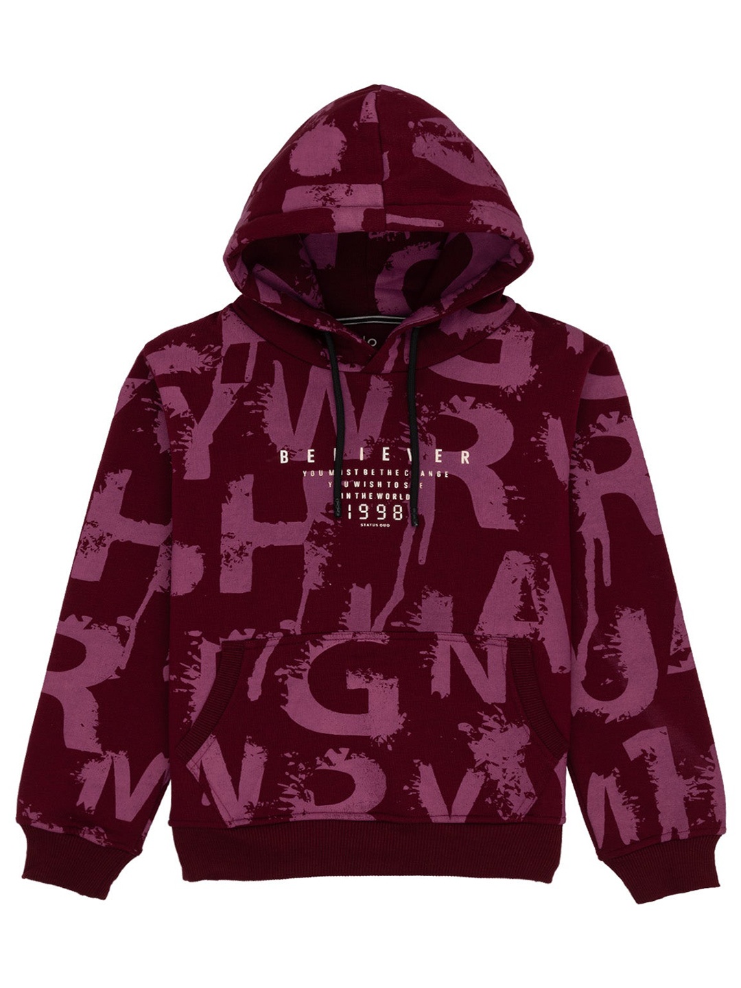 

Status Quo Boys Printed Cotton Hooded Sweatshirt, Maroon