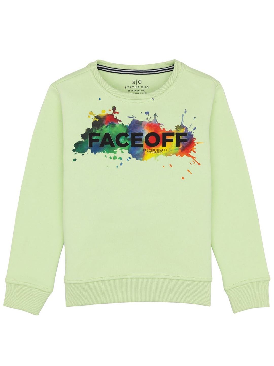 

Status Quo Boys Typography Printed Cotton Sweatshirt, Sea green