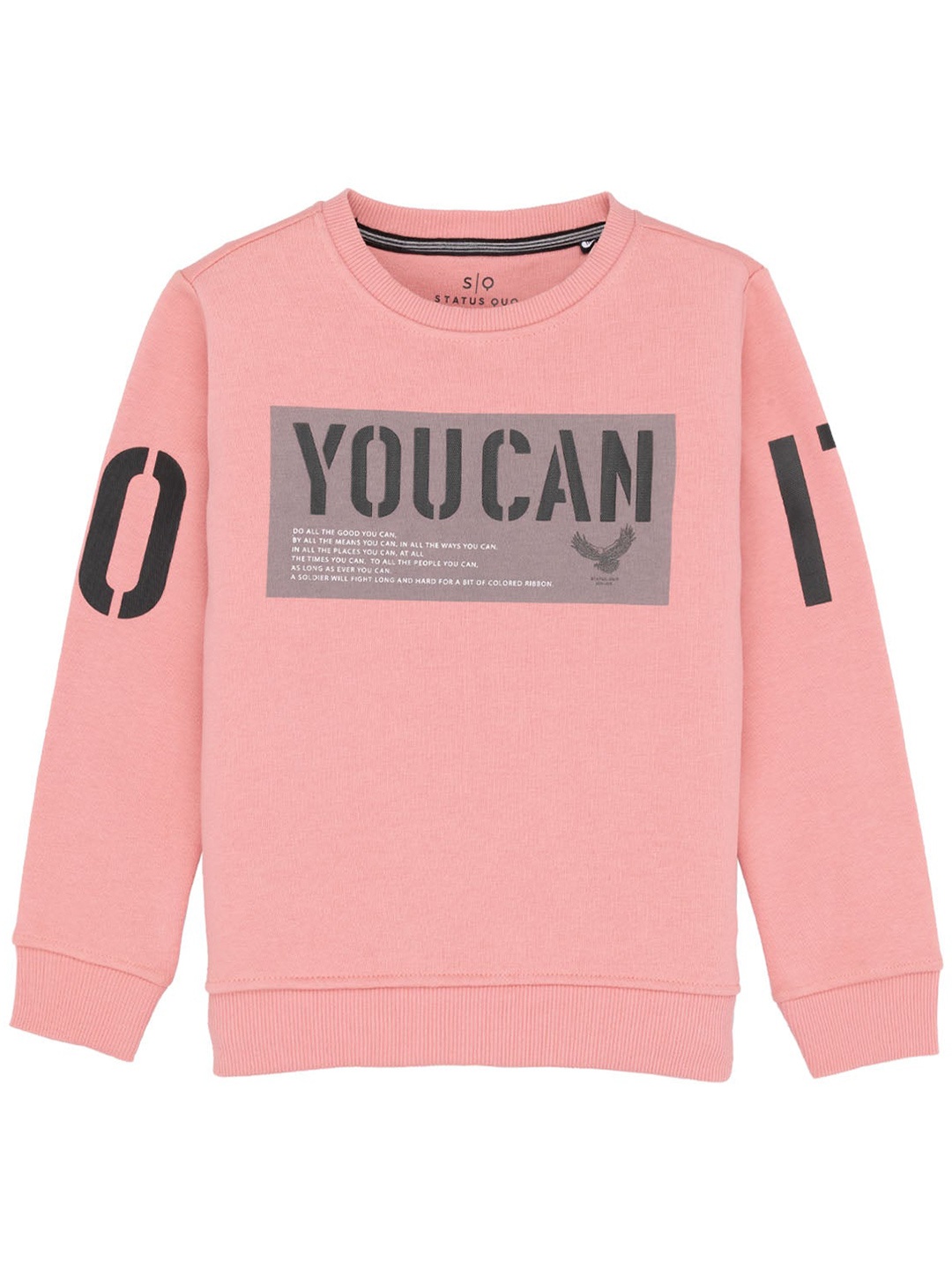 

Status Quo Boys Typography Printed Cotton Sweatshirt, Coral