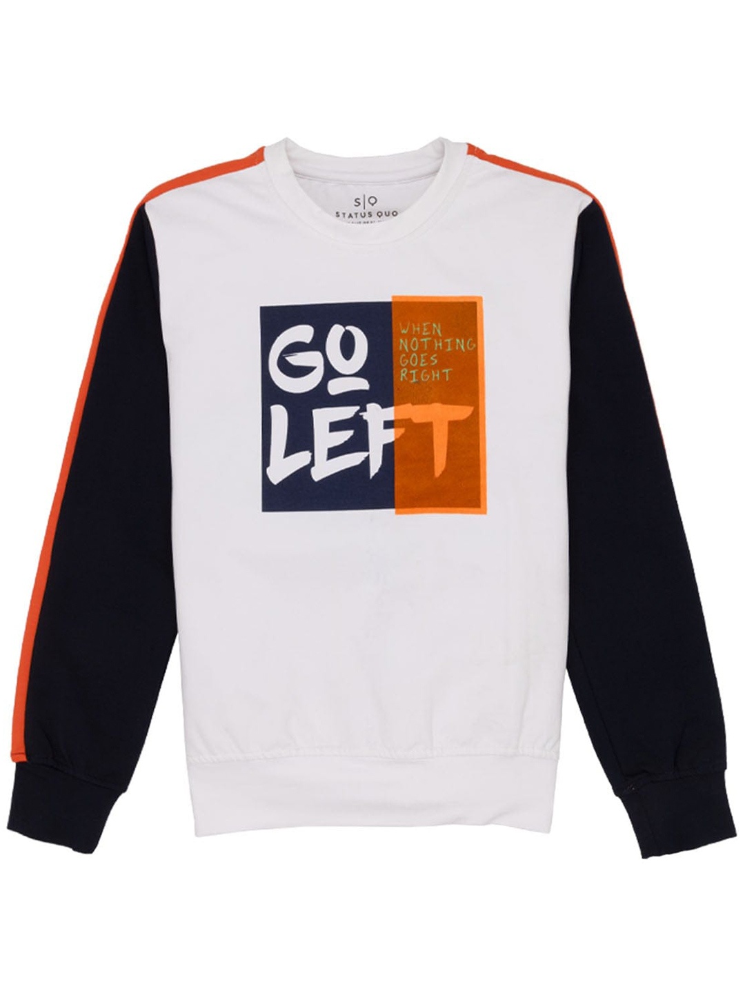 

Status Quo Boys Typography Printed Lightweight Cotton Sweatshirt, White