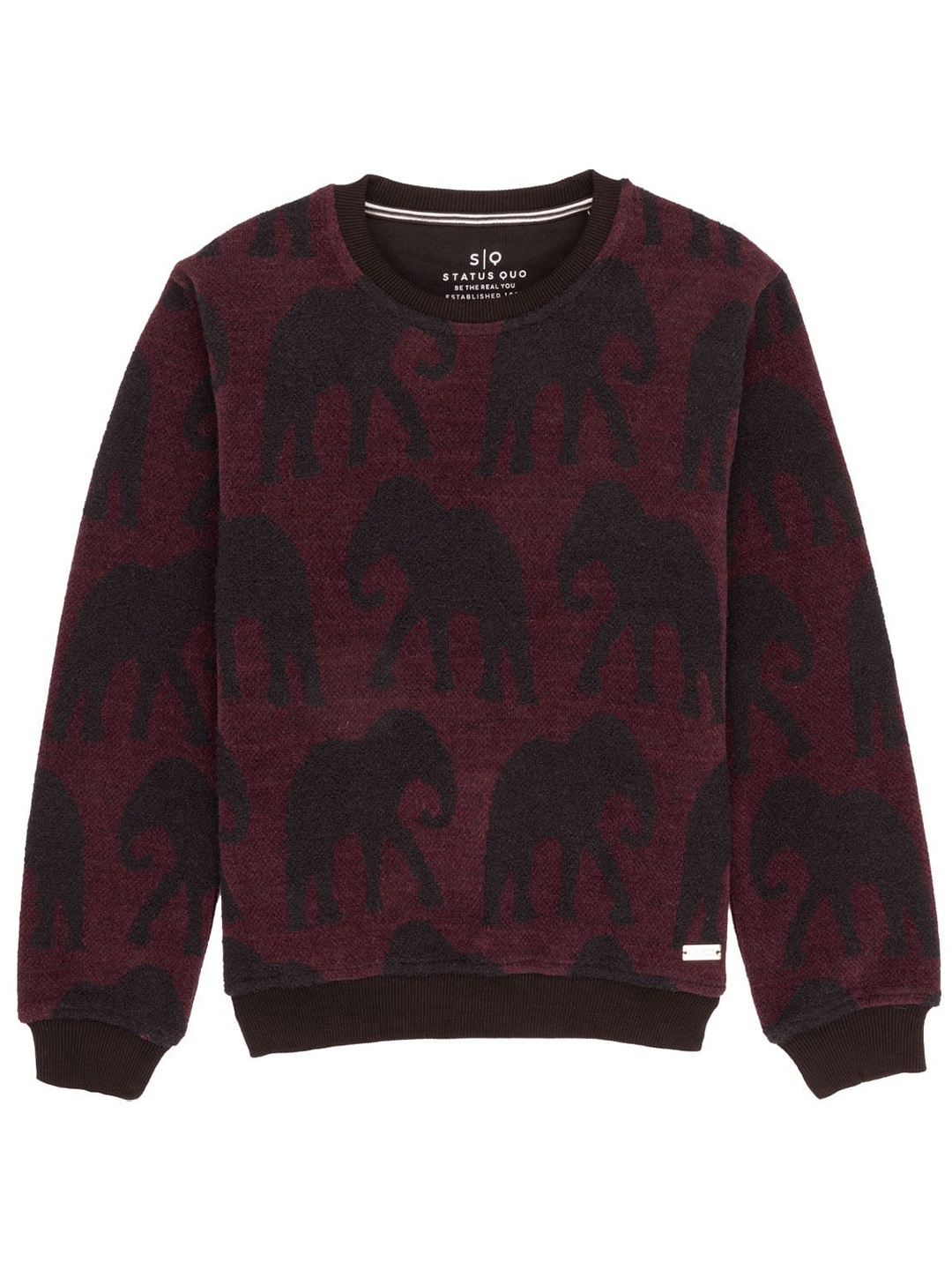 

Status Quo Boys Conversational Printed Cotton Pullover Sweatshirt, Maroon