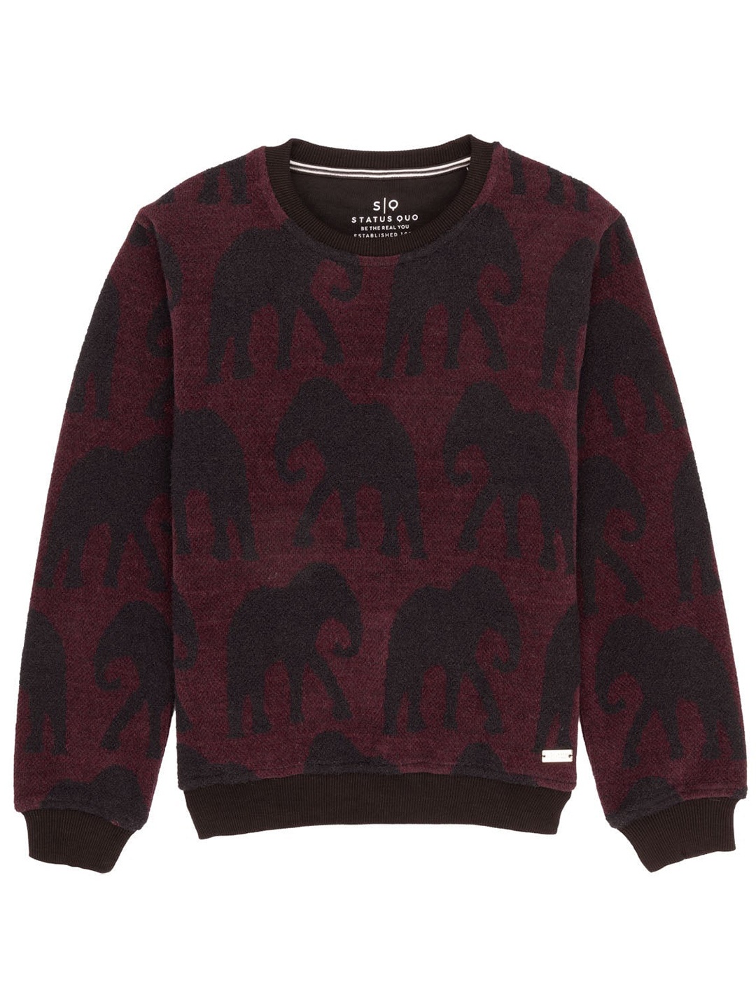 

Status Quo Boys Conversational Printed Cotton Pullover, Maroon