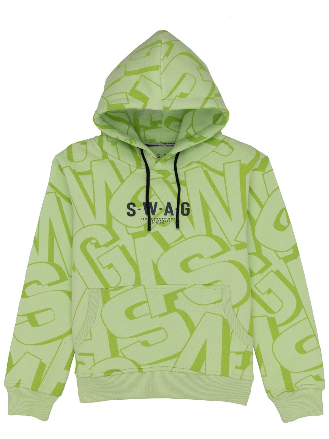 

Status Quo Boys Typography Printed Hooded Cotton Sweatshirt, Green
