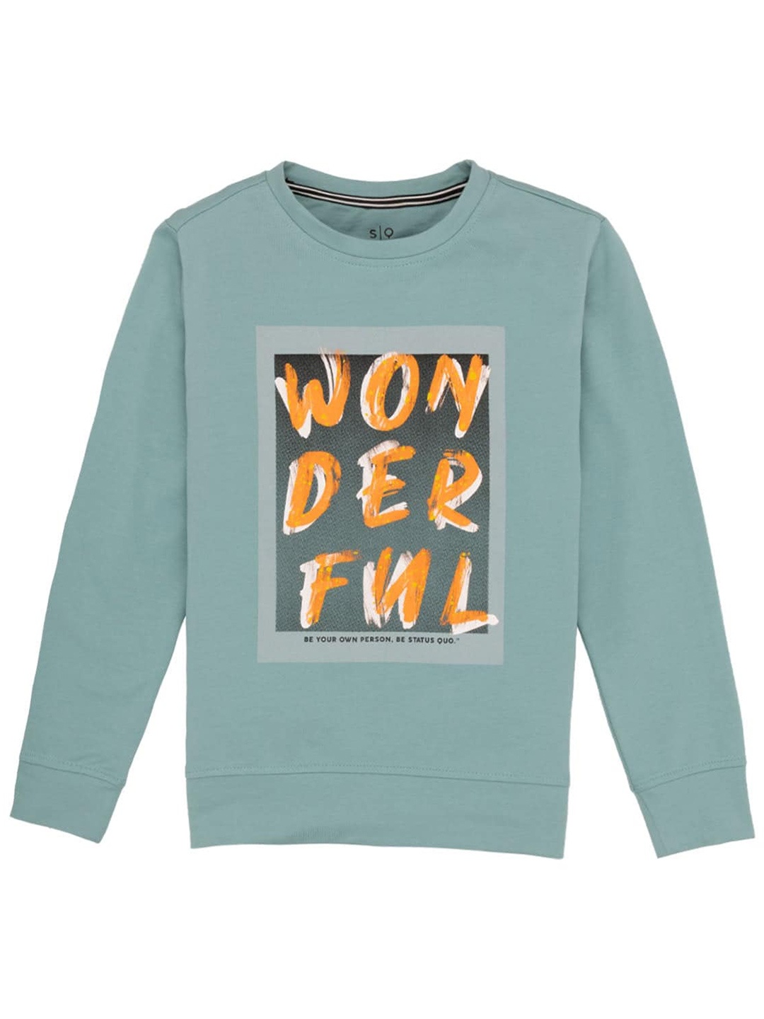 

Status Quo Boys Typography Printed Pullover, Green