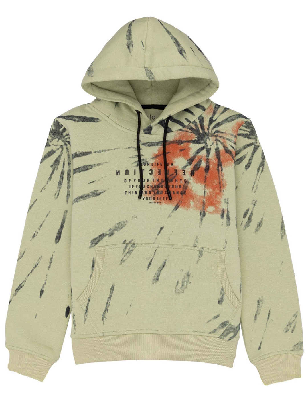 

Status Quo Boys Typography Printed Hooded Cotton Pullover, Green