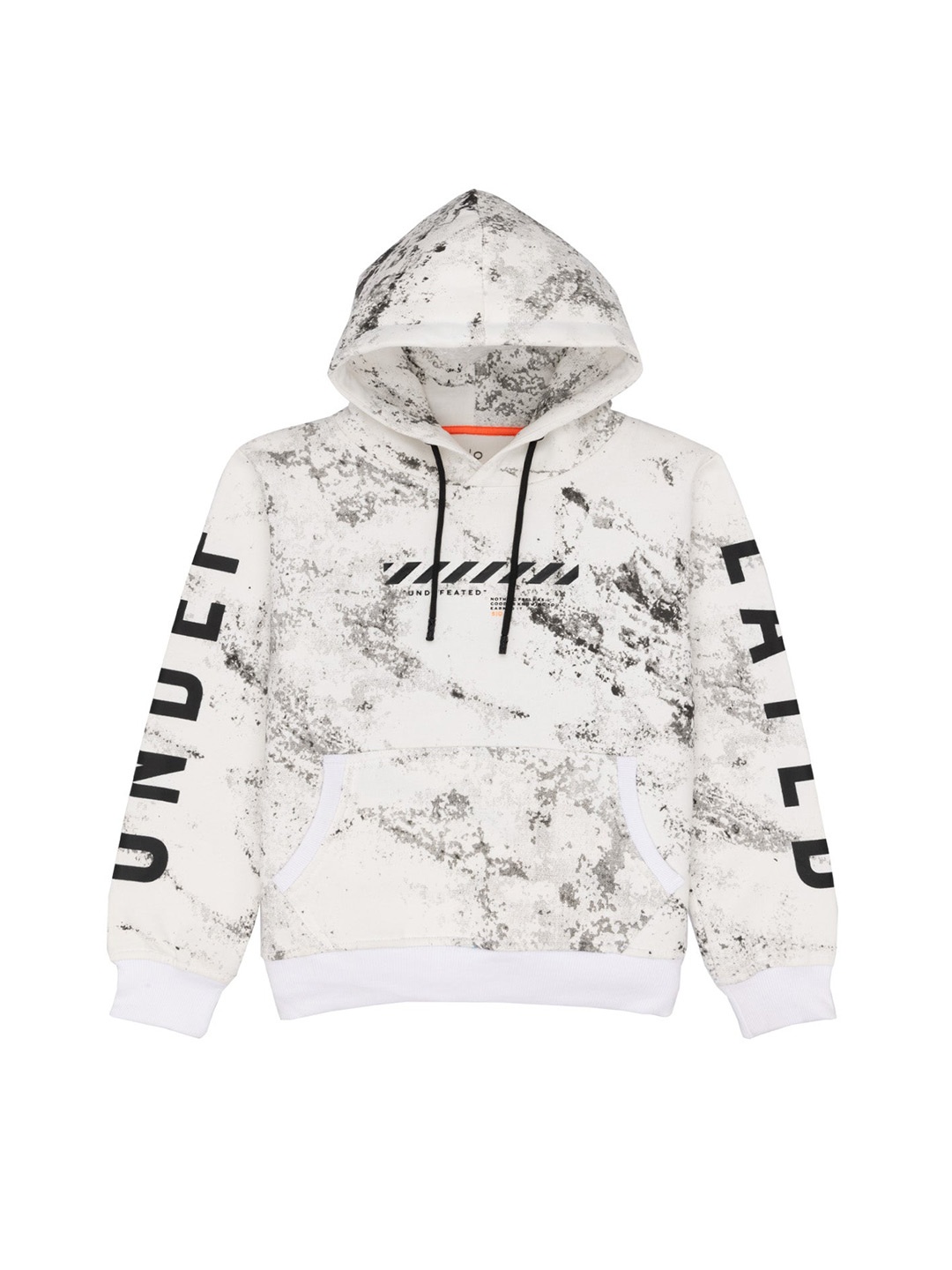 

Status Quo Boys Abstract Printed Hooded Cotton Pullover, White