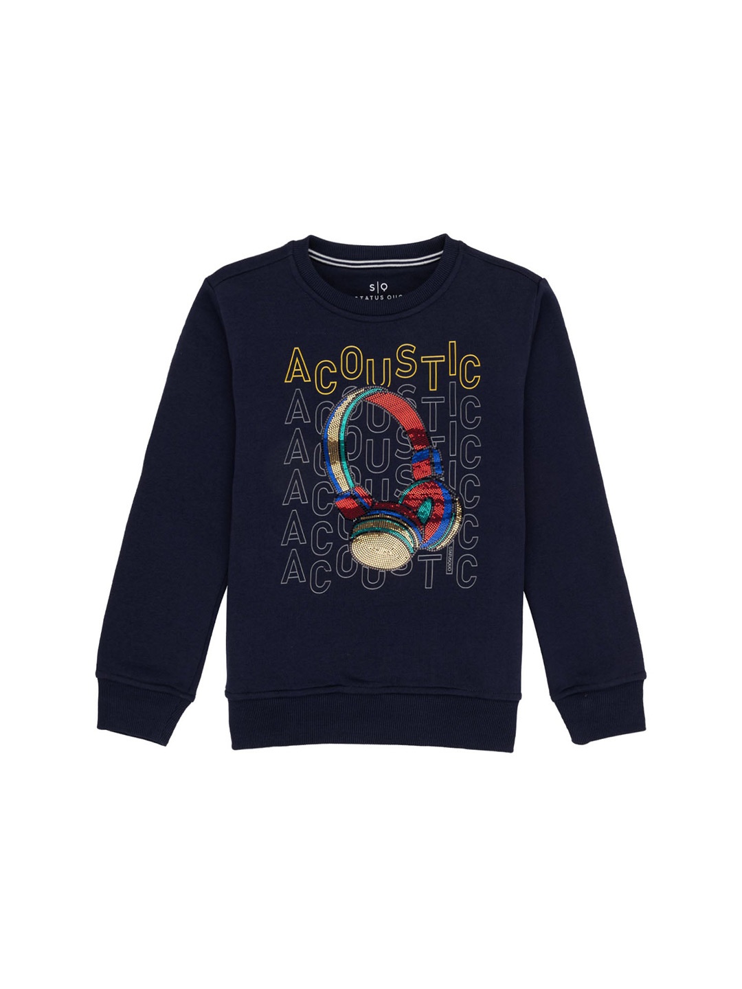 

Status Quo Boys Graphic Printed Cotton Pullover Sweatshirt, Navy blue