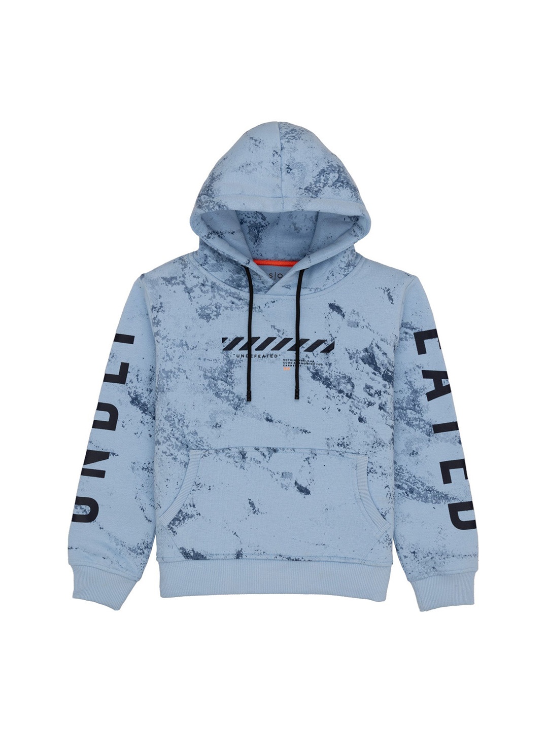 

Status Quo Boys Typography Printed Hooded Cotton Pullover, Blue