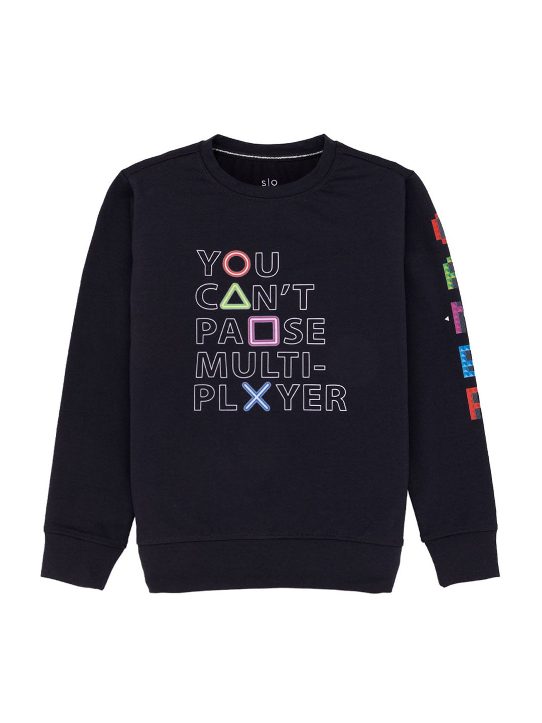 

Status Quo Boys Typography Printed Cotton Sweatshirt, Navy blue