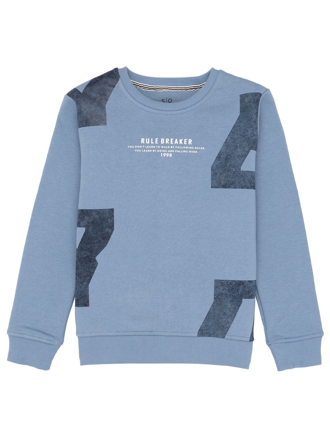 

Status Quo Boys Typography Printed Cotton Sweatshirt, Blue