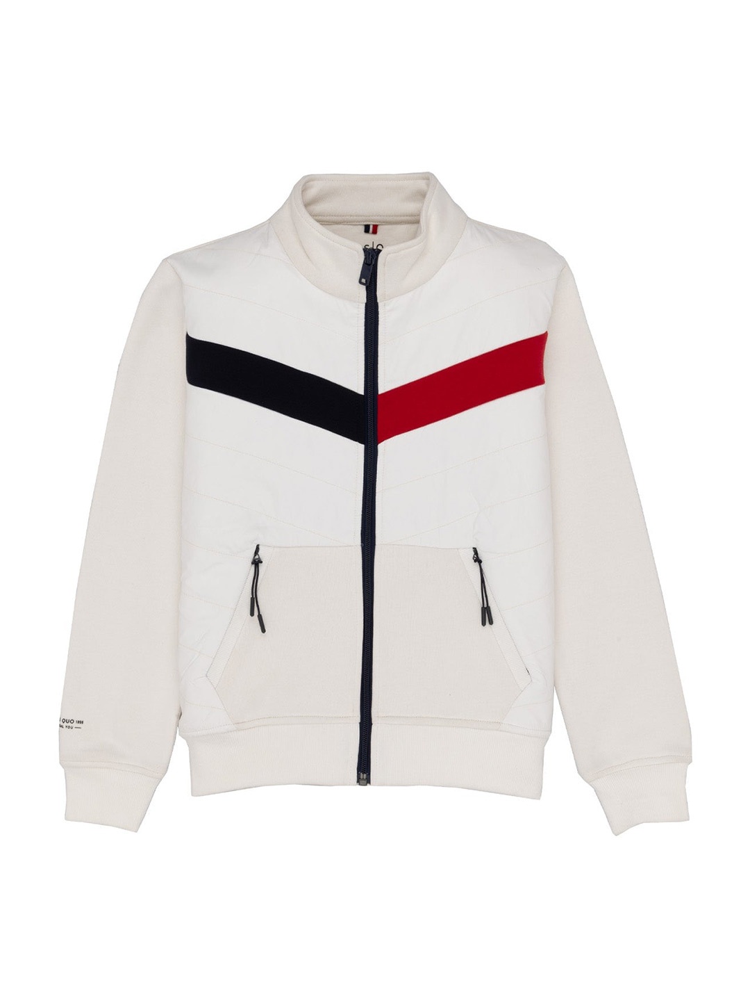 

Status Quo Boys Striped Hooded Cotton Pullover, Off white