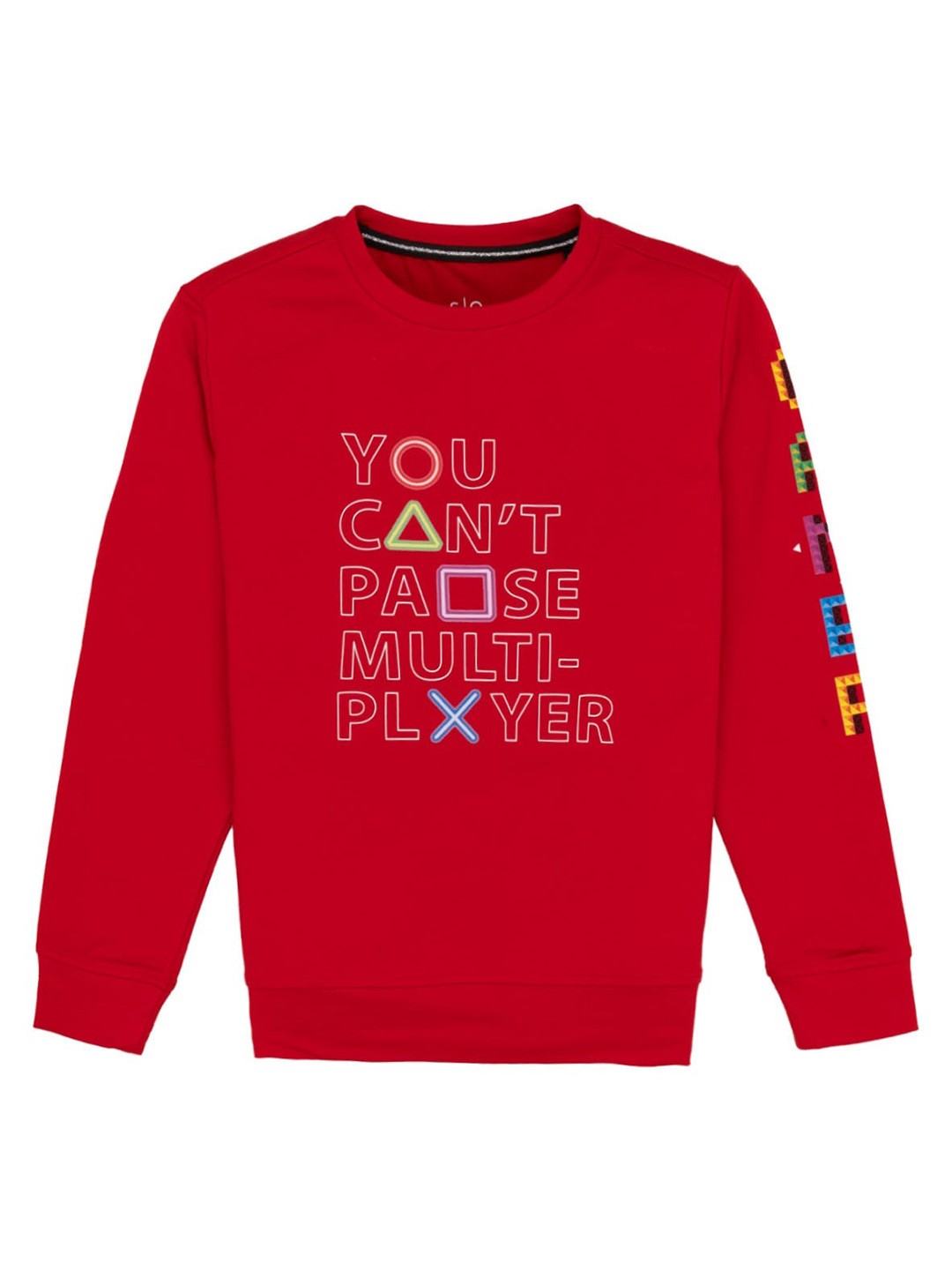 

Status Quo Boys Typography Printed Long Sleeves Lightweight Cotton Pullover, Red
