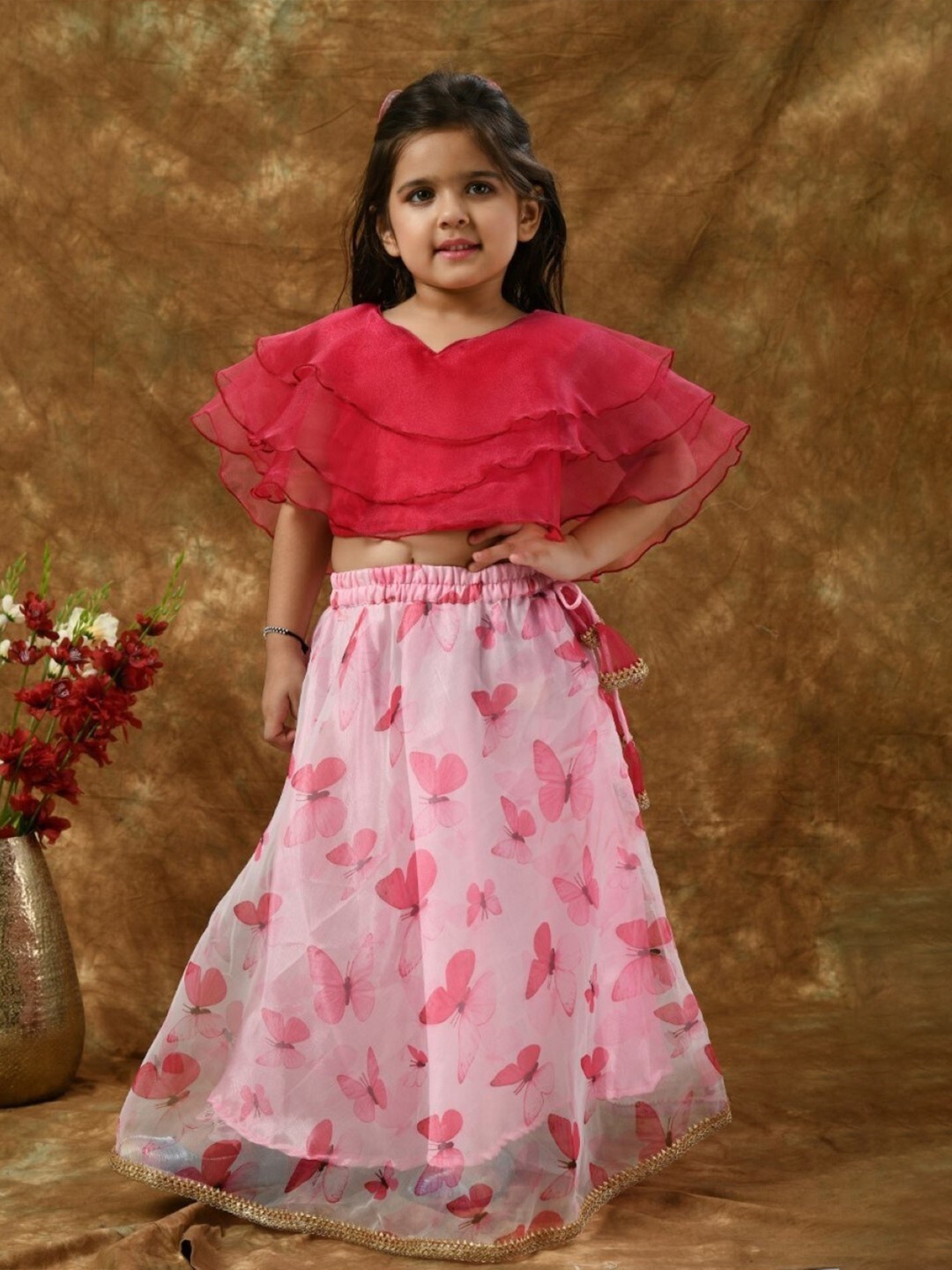 

Bella Moda Girls Ready to Wear Lehenga & Blouse, Pink