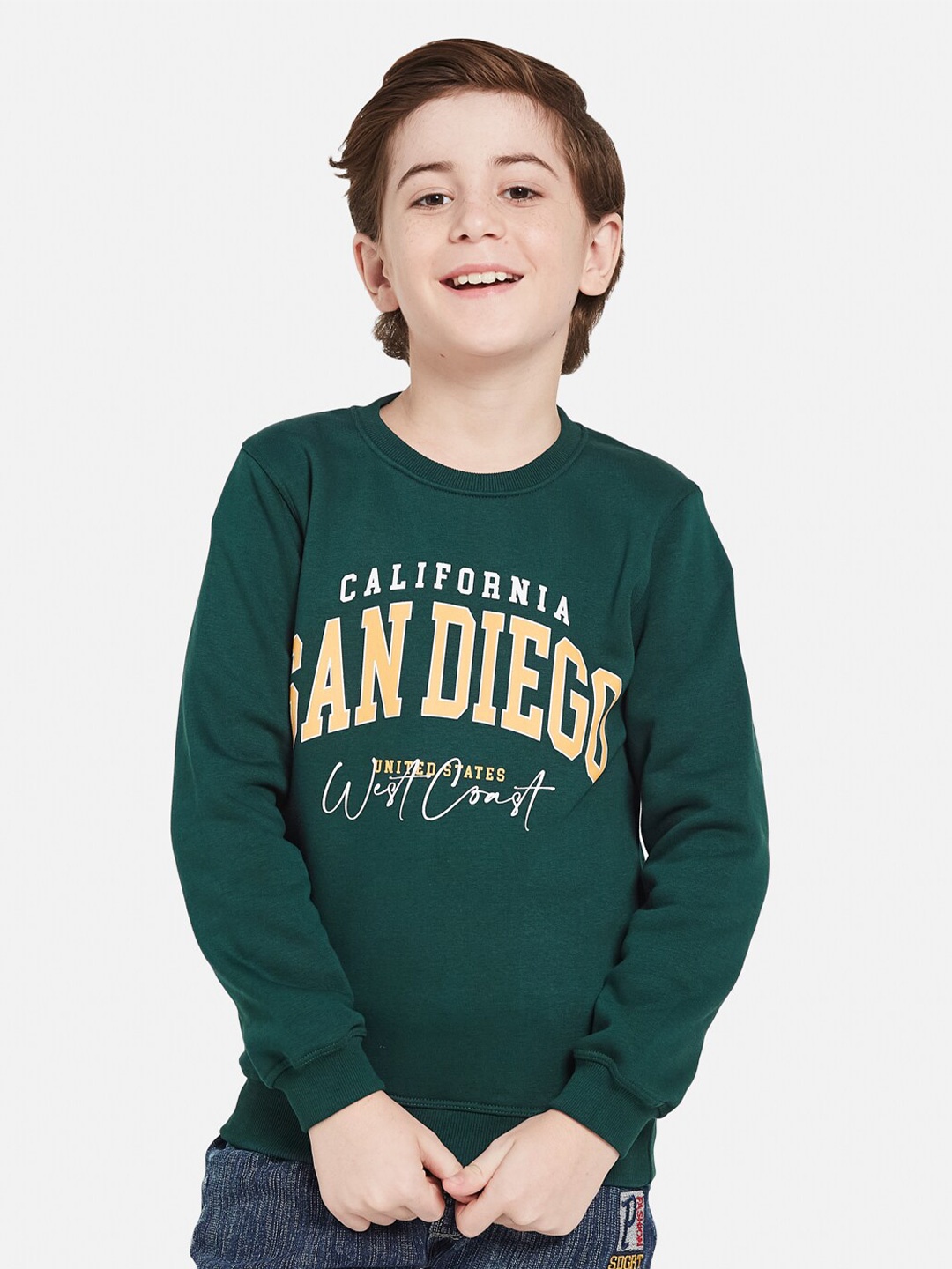 

Octave Boys Typography Printed Sweatshirt, Green