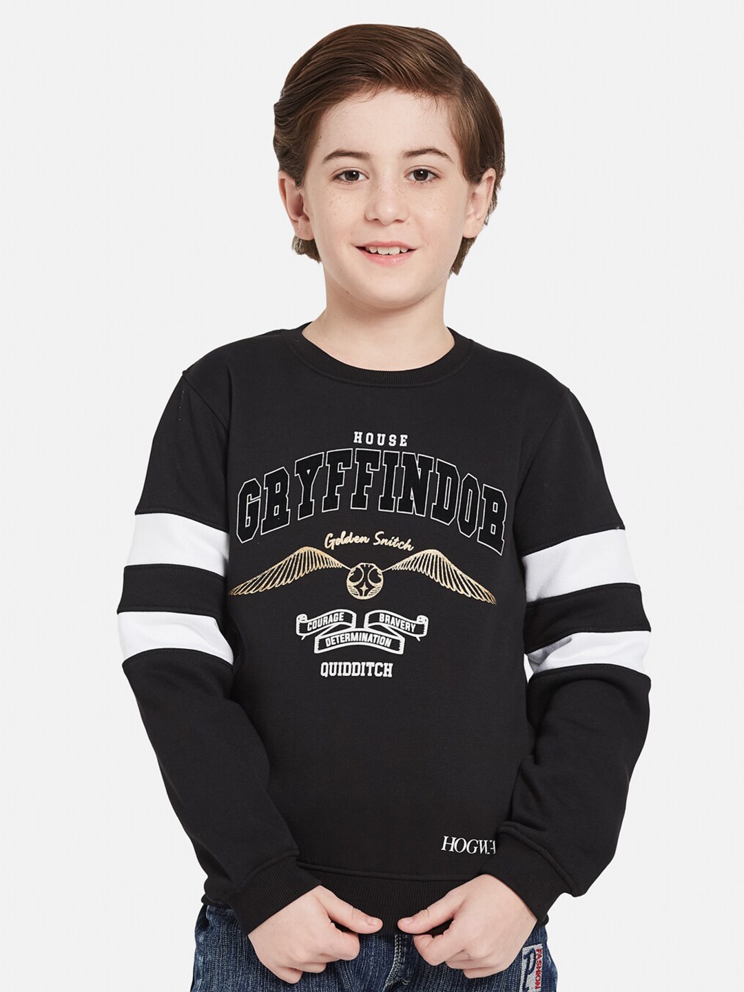 

Octave Boys Typography Printed Fleece Sweatshirt, Black