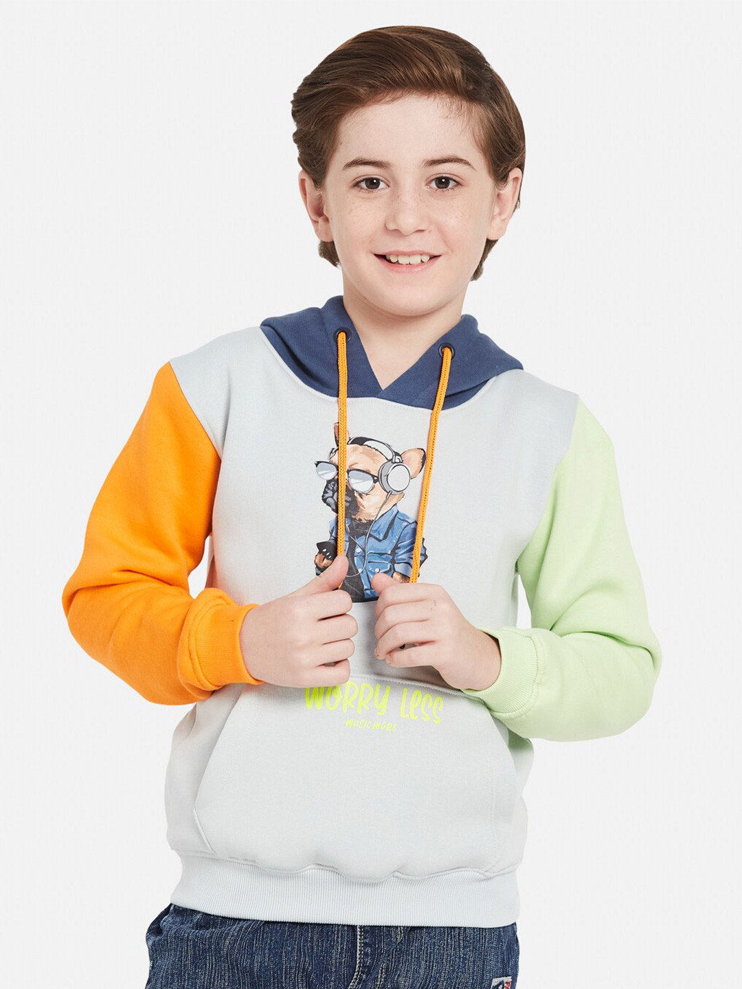 

Octave Boys Graphic Printed Hooded Fleece Pullover, Grey