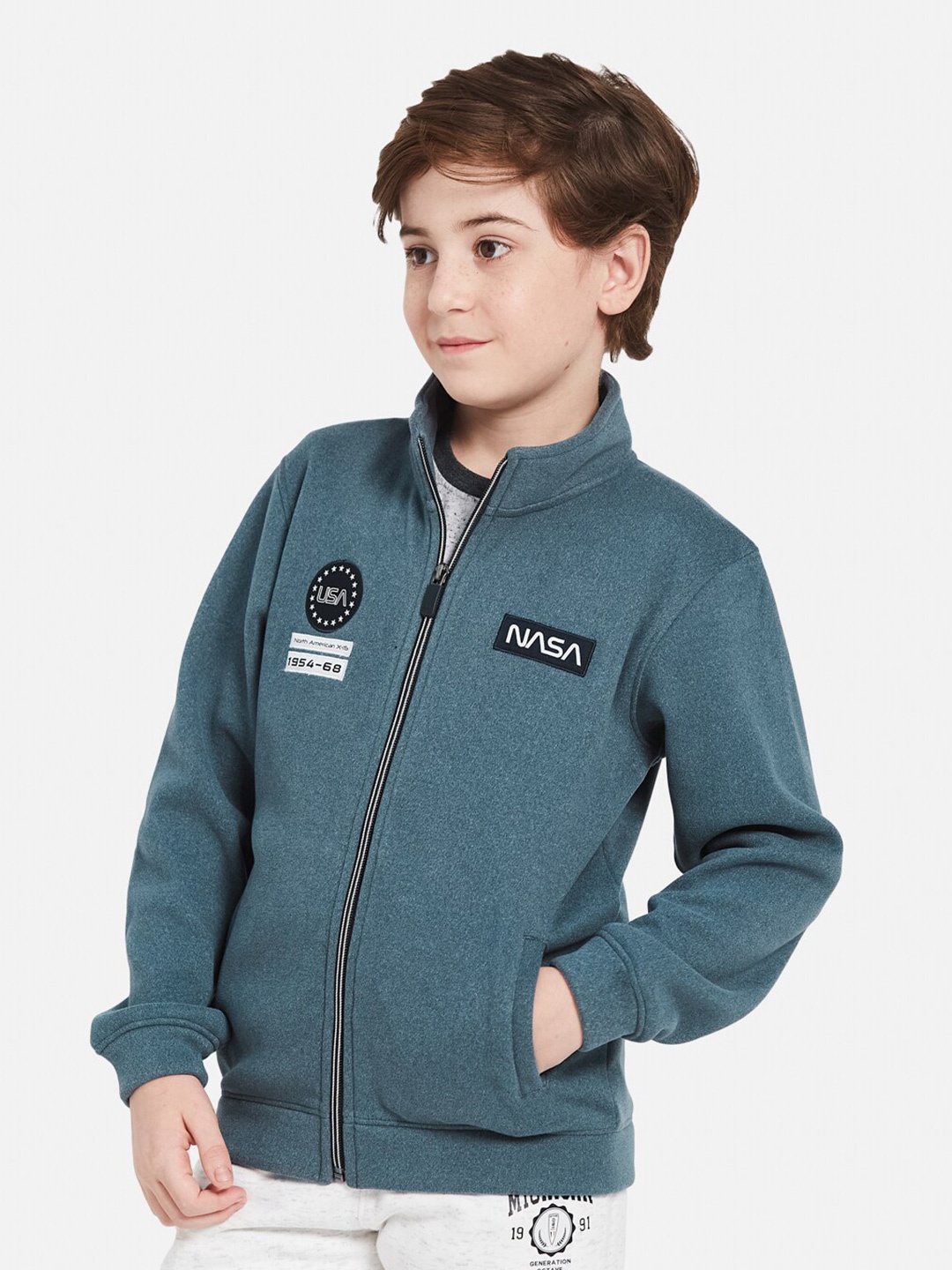 

Octave Boys Mock Collar Fleece Front Open Sweatshirt, Blue
