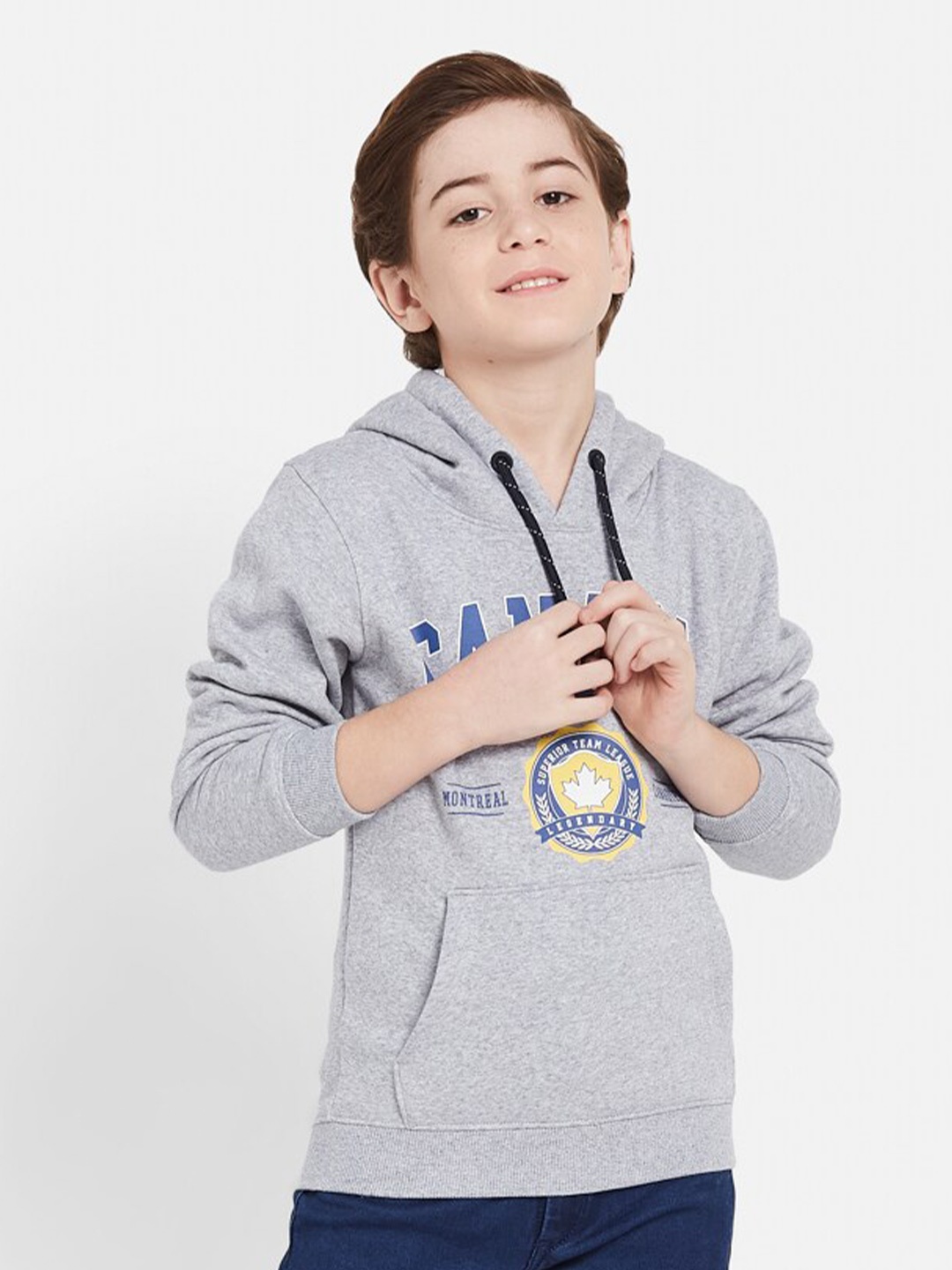 

Octave Boys Typography Printed Hooded Sweatshirt, Grey