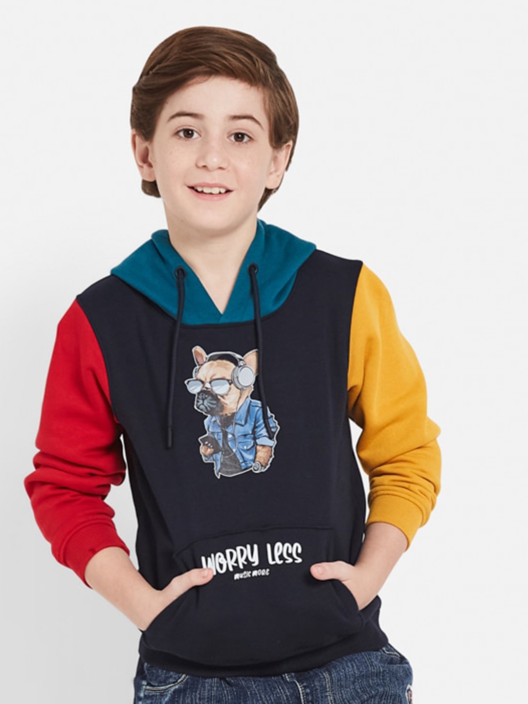 

Octave Boys Colourblocked Hooded Sweatshirt, Navy blue