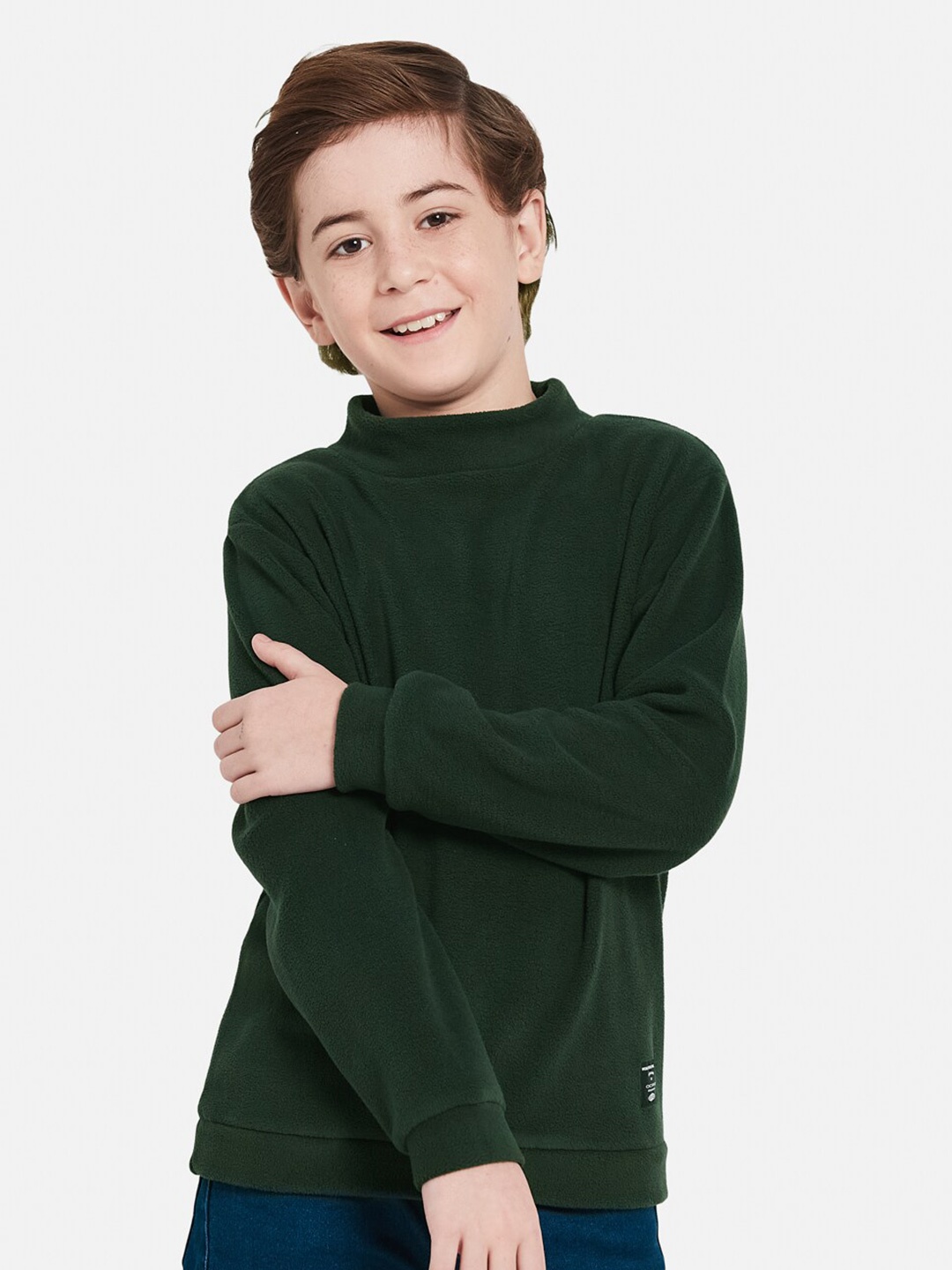 

Octave Boys High Neck Fleece Pullover, Green