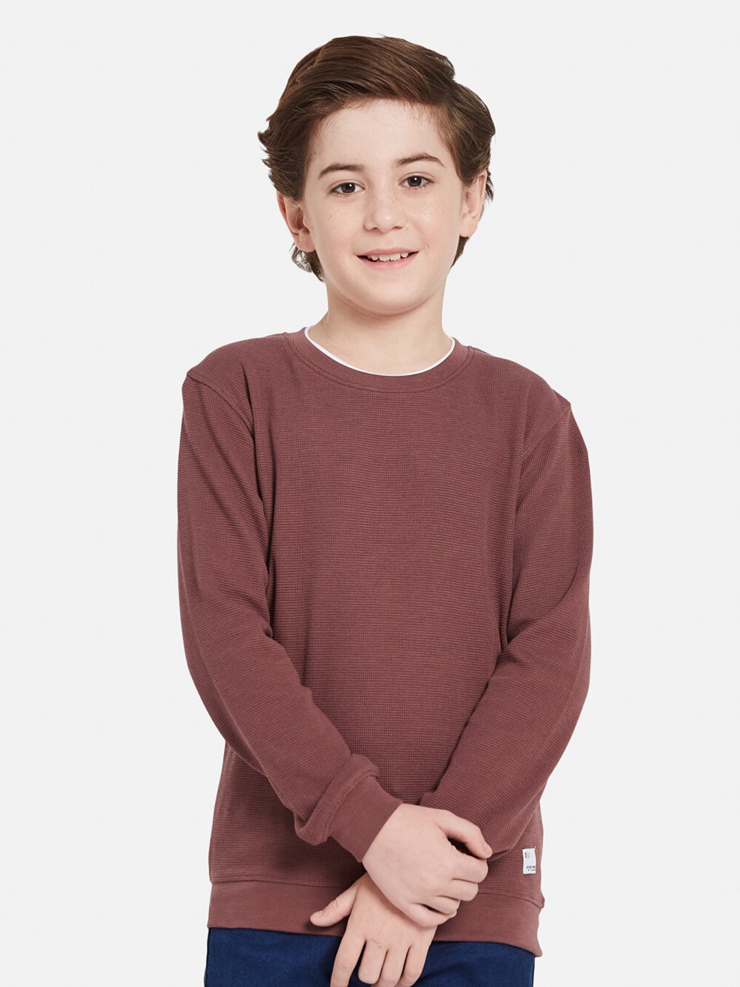 

Octave Boys Round Neck Fleece Pullover, Brown