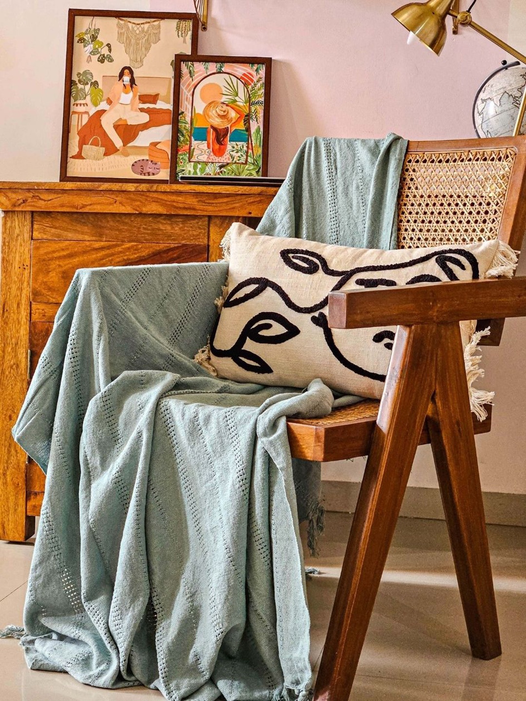 

HYPPY Blue Self-Design Pure Cotton Throws