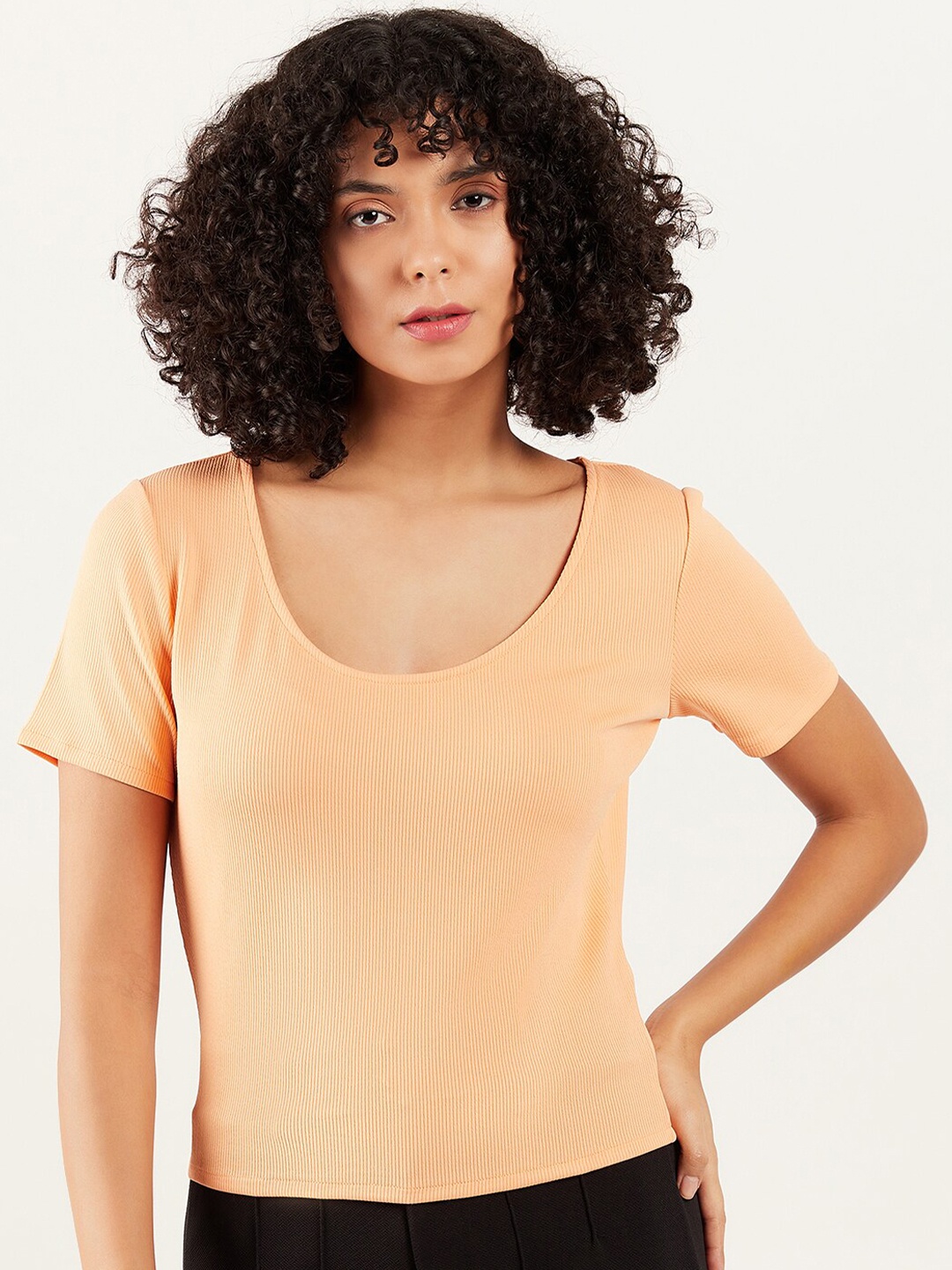 

Athena Immutable Scoop Neck Short Sleeve Regular T-shirt, Peach