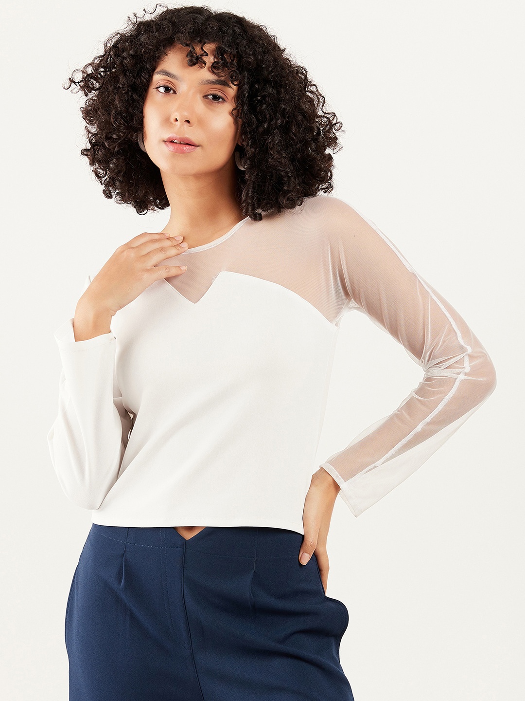 

Athena Immutable Round Neck Crop Top, White