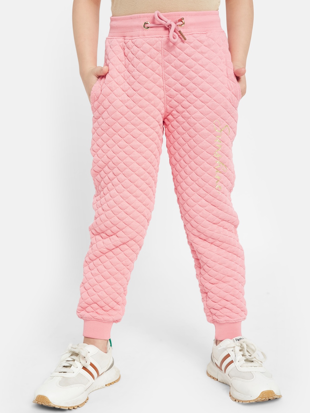 

METTLE Girls Self Design Mid-Rise Joggers, Pink