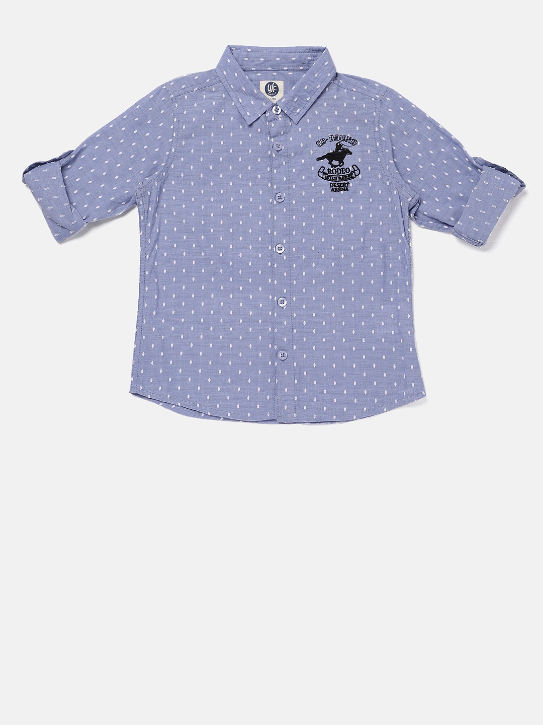 

YK Boys Blue Regular Fit Printed Casual Shirt