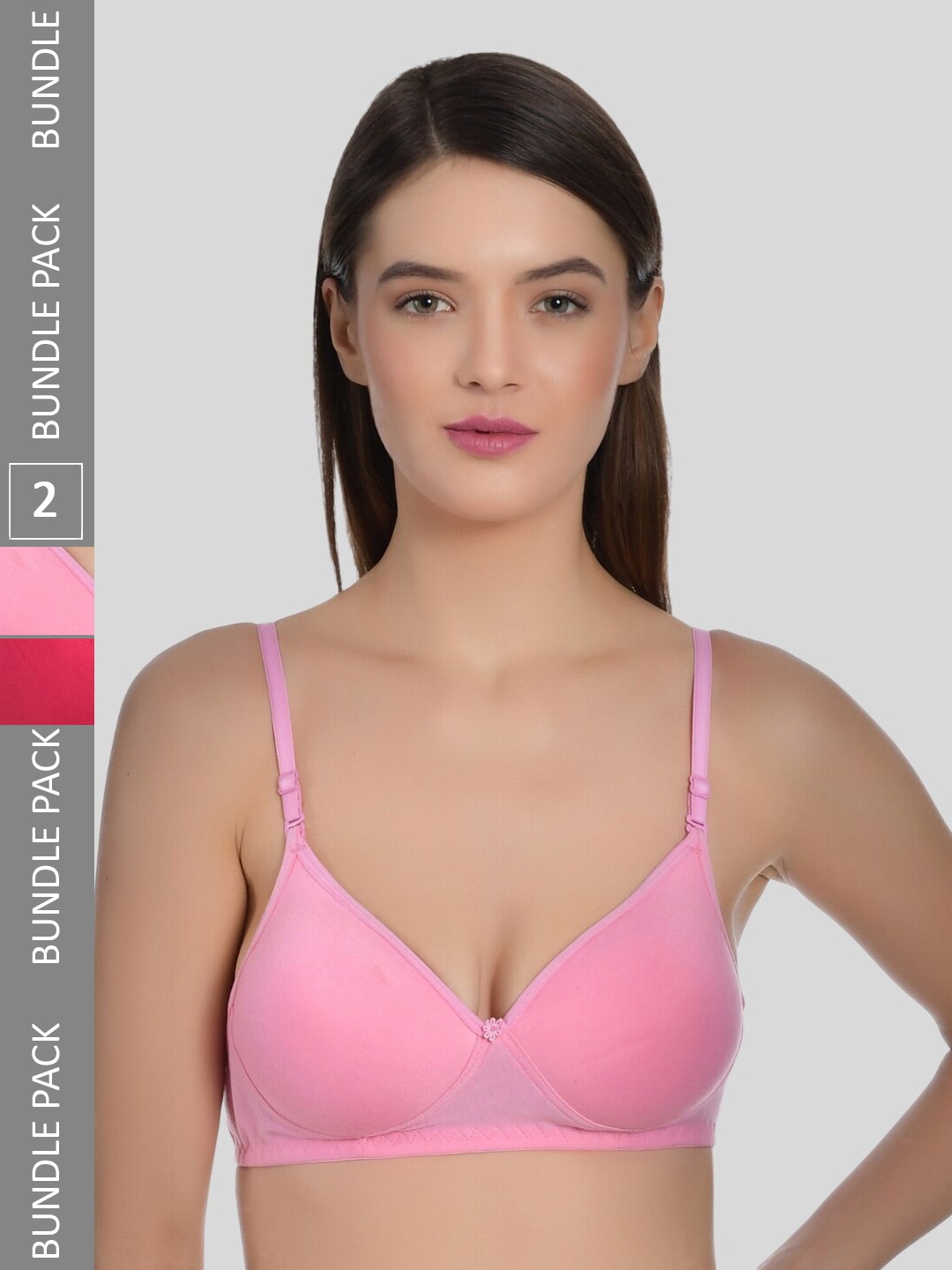 

Aimly Pack of 2 Full Coverage Heavily Padded Cotton T-shirt Bra with All Day Comfort, Pink