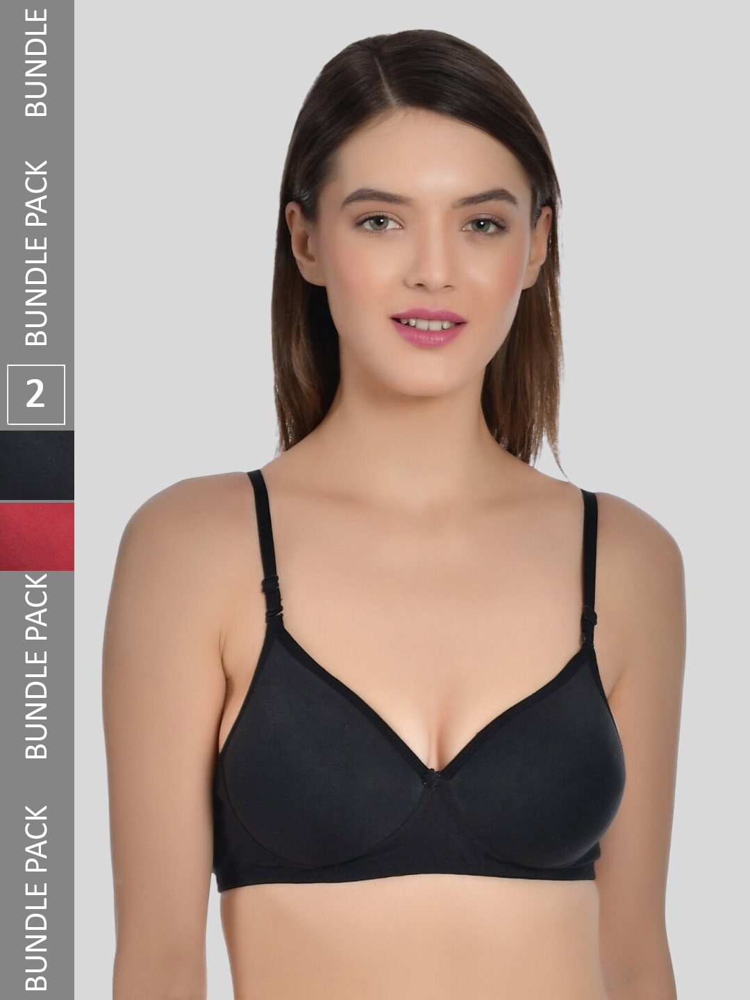 

Aimly Pack of 2 Full Coverage Heavily Padded T-shirt Bra With All Day Comfort, Black