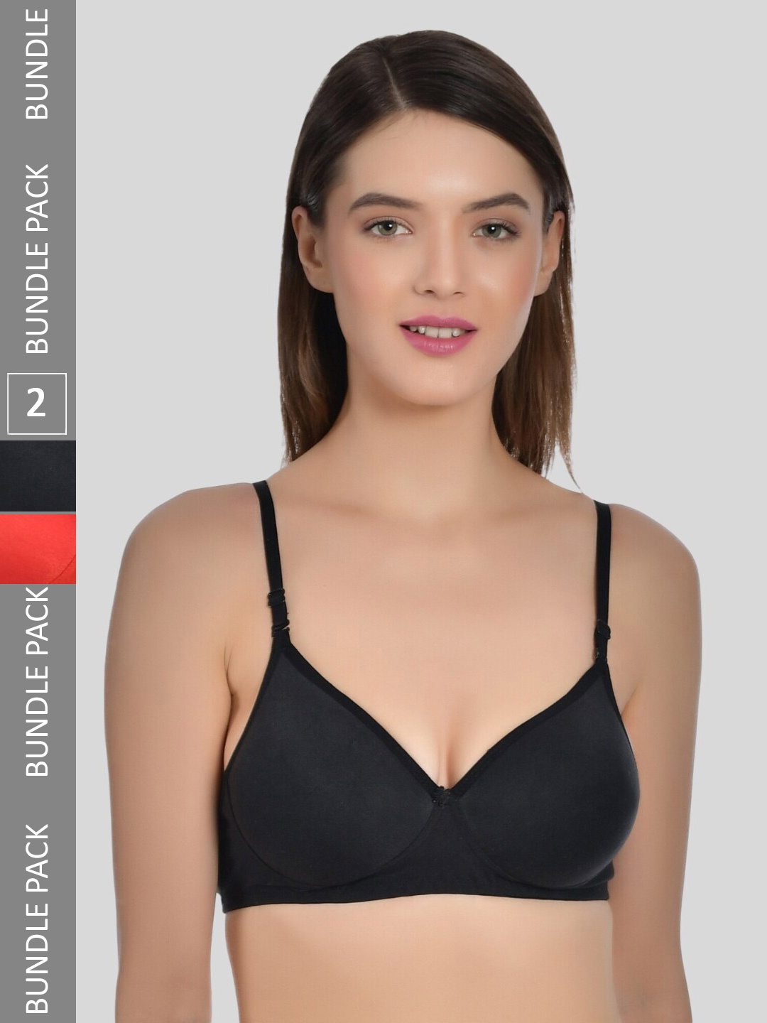 

Aimly Pack of 2 Full Coverage Heavily Padded Cotton T-shirt Bra with All Day Comfort, Black