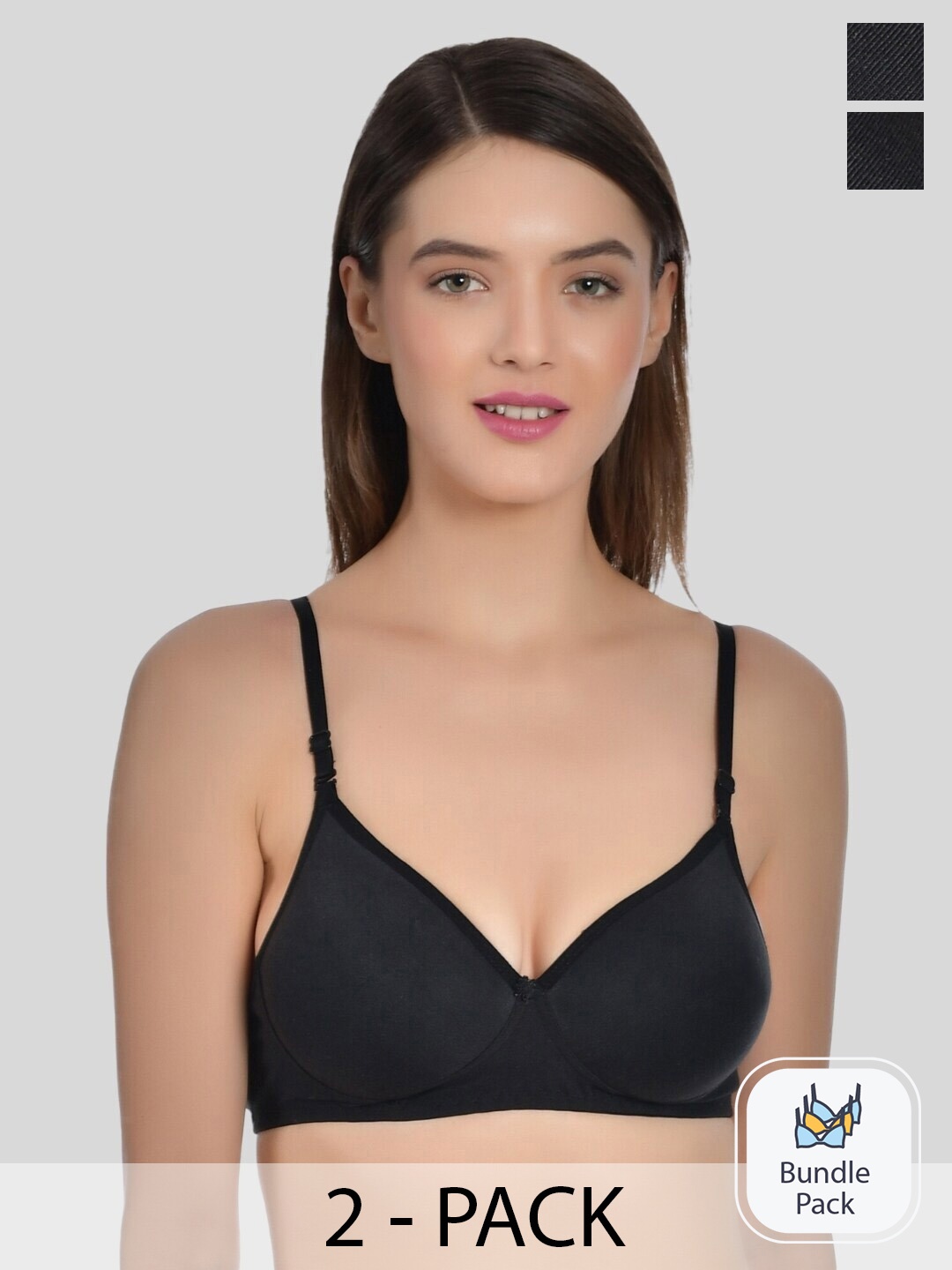 

Aimly Pack Of 2 Full Coverage Heavily Padded Bra, Black