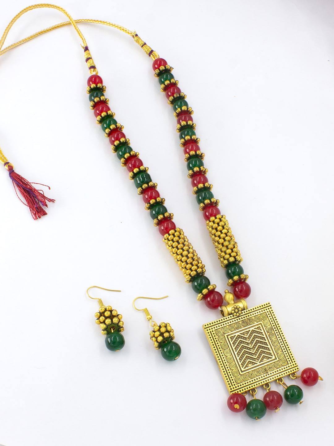 

PRIVIU Gold Plated Beaded Long Jewellery Set