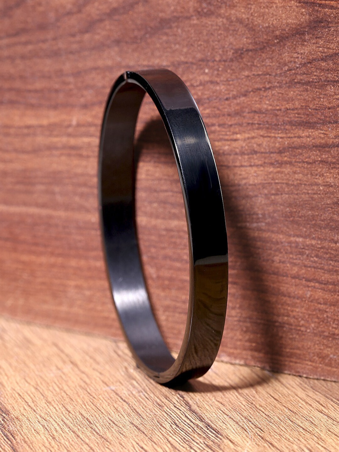 

WROGN Men Rhodium-Plated Kada Bracelet, Black