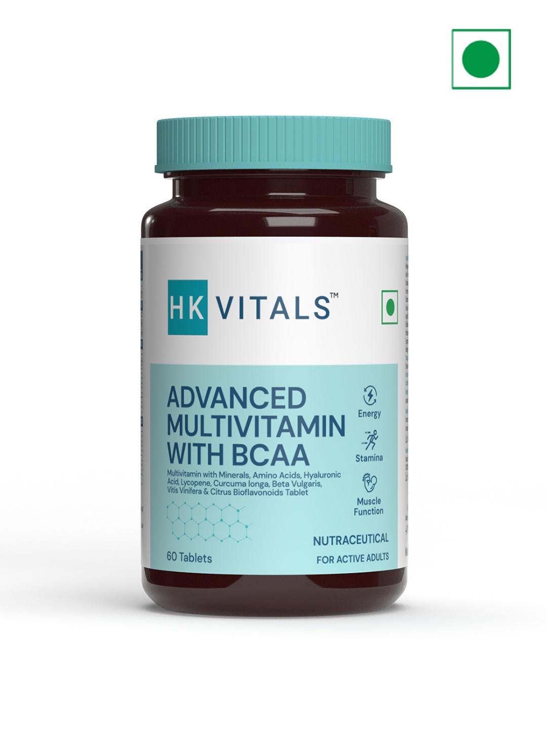 

HK VITALS Advanced Multivitamin Tablets with BCAA For Stamina & Energy - 60 Tablets, Blue
