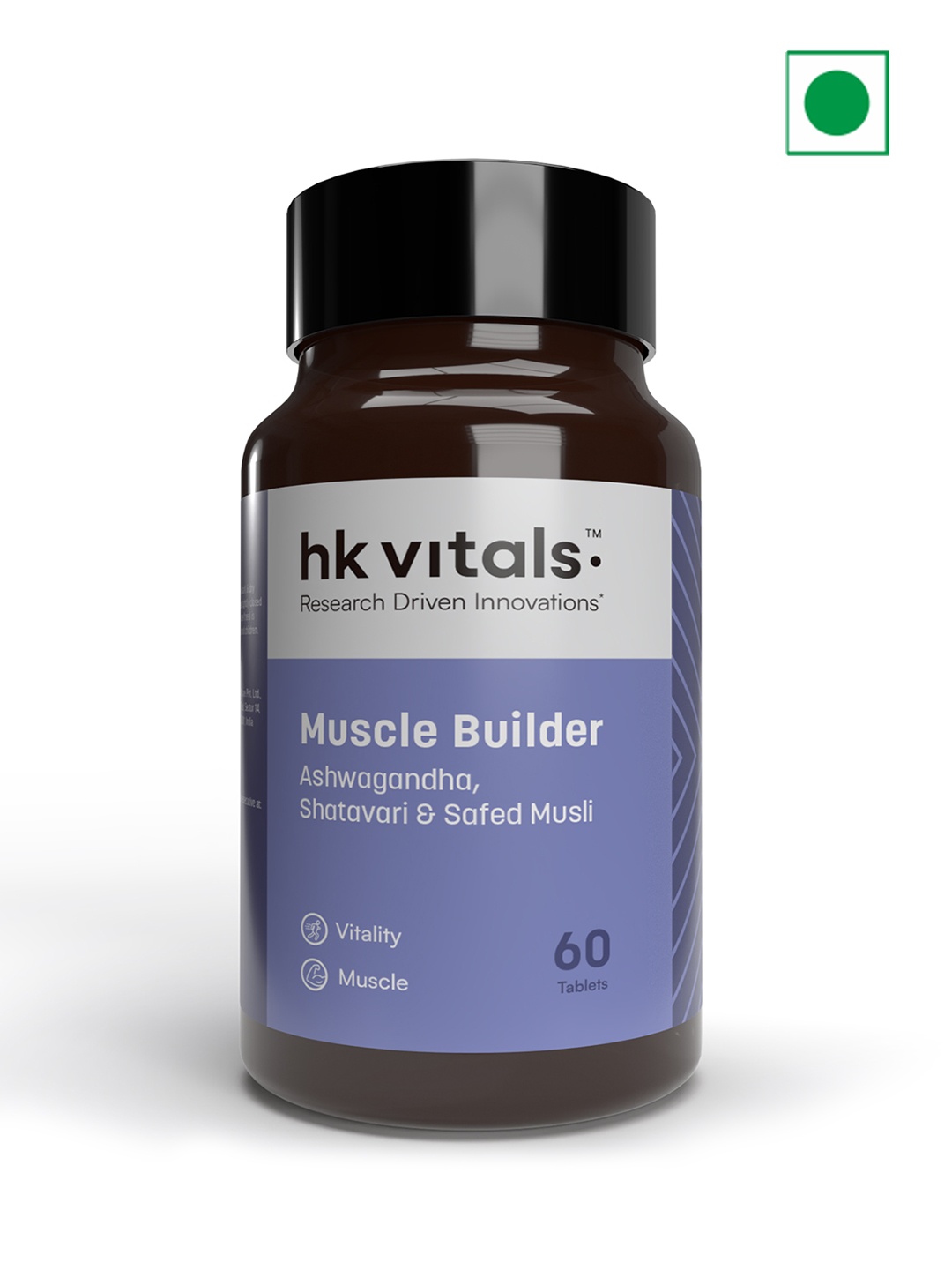 

HK VITALS Muscle Builder Tablets with Ashwagandha - 60 Tablets, White