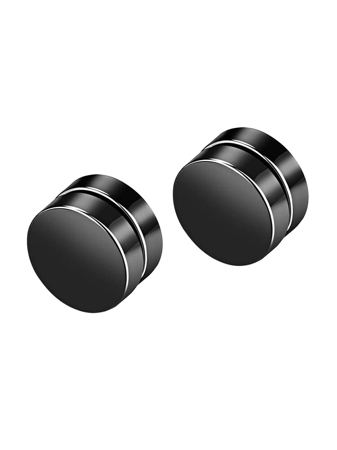 

WROGN Men Circular Stainless Steel Studs Earrings, Black