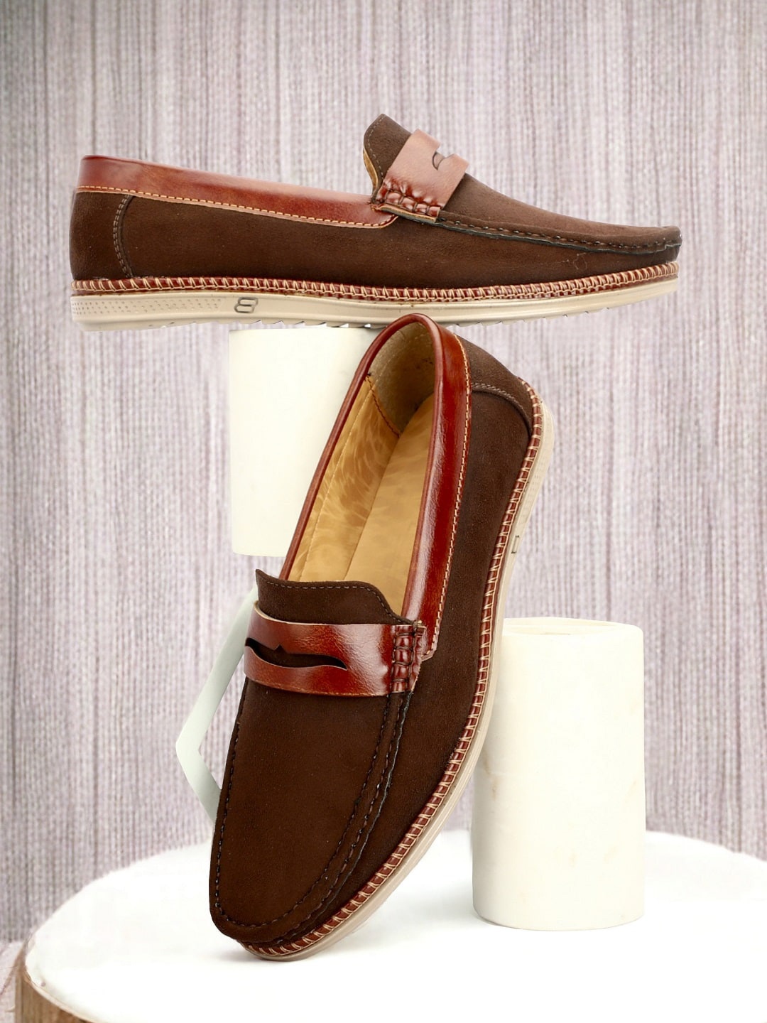 

Buxton Men Suede Comfort Insole Penny Loafers, Brown