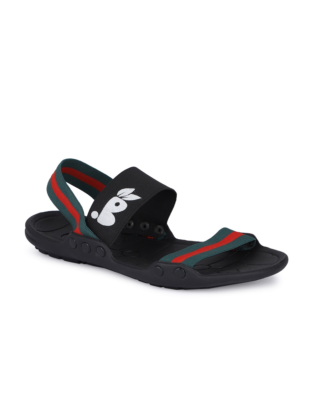

Buxton Men Striped Sports Sandals With Backstrap, Black