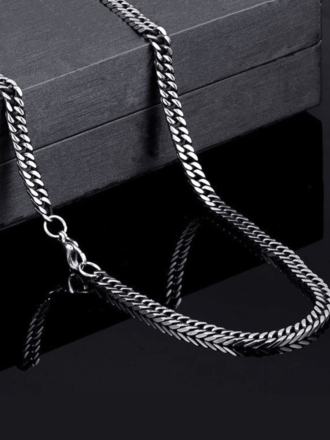 

WROGN Men Stainless Steel Chain, Silver