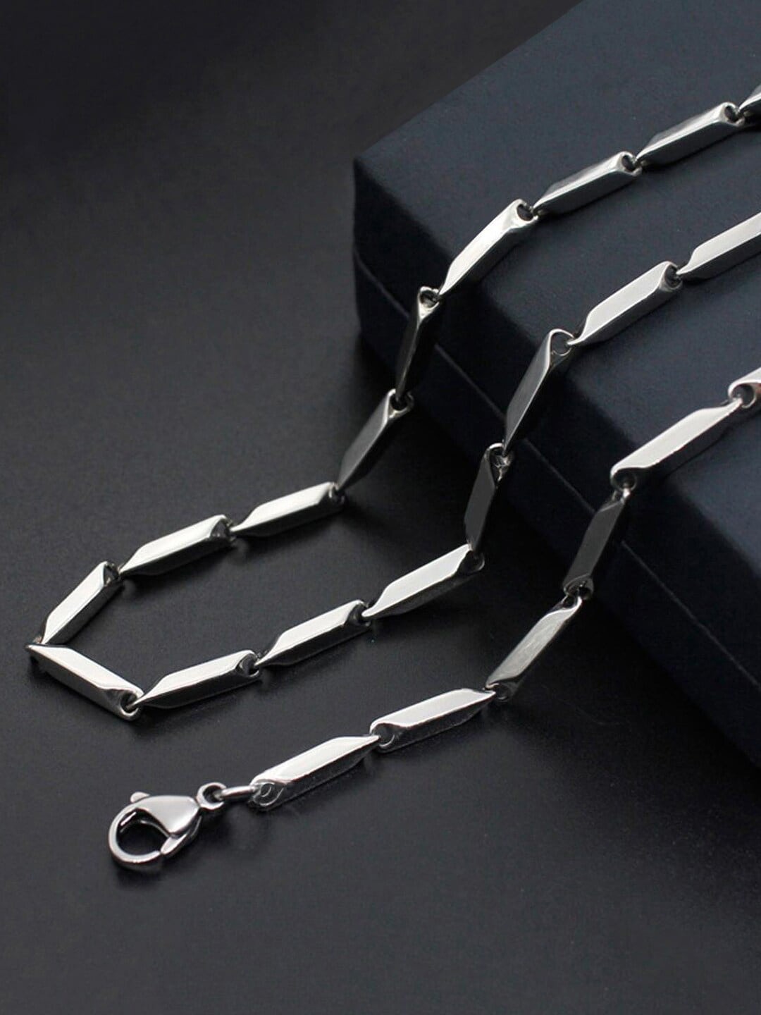 

WROGN Men Rhodium Plated Stainless Steel Chain, Silver