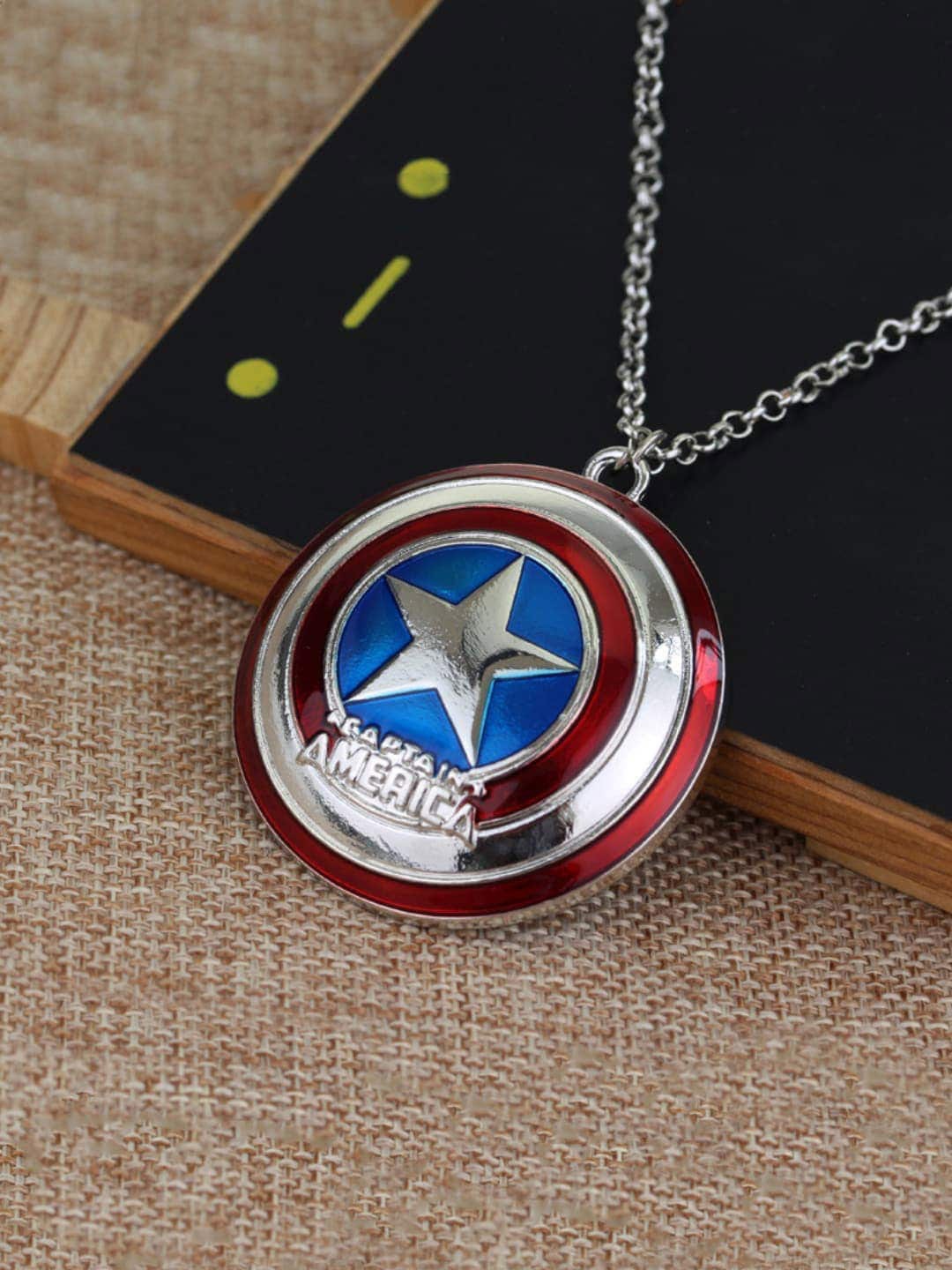

WROGN Rhodium-Plated Captain America Pendant With Chain, Silver