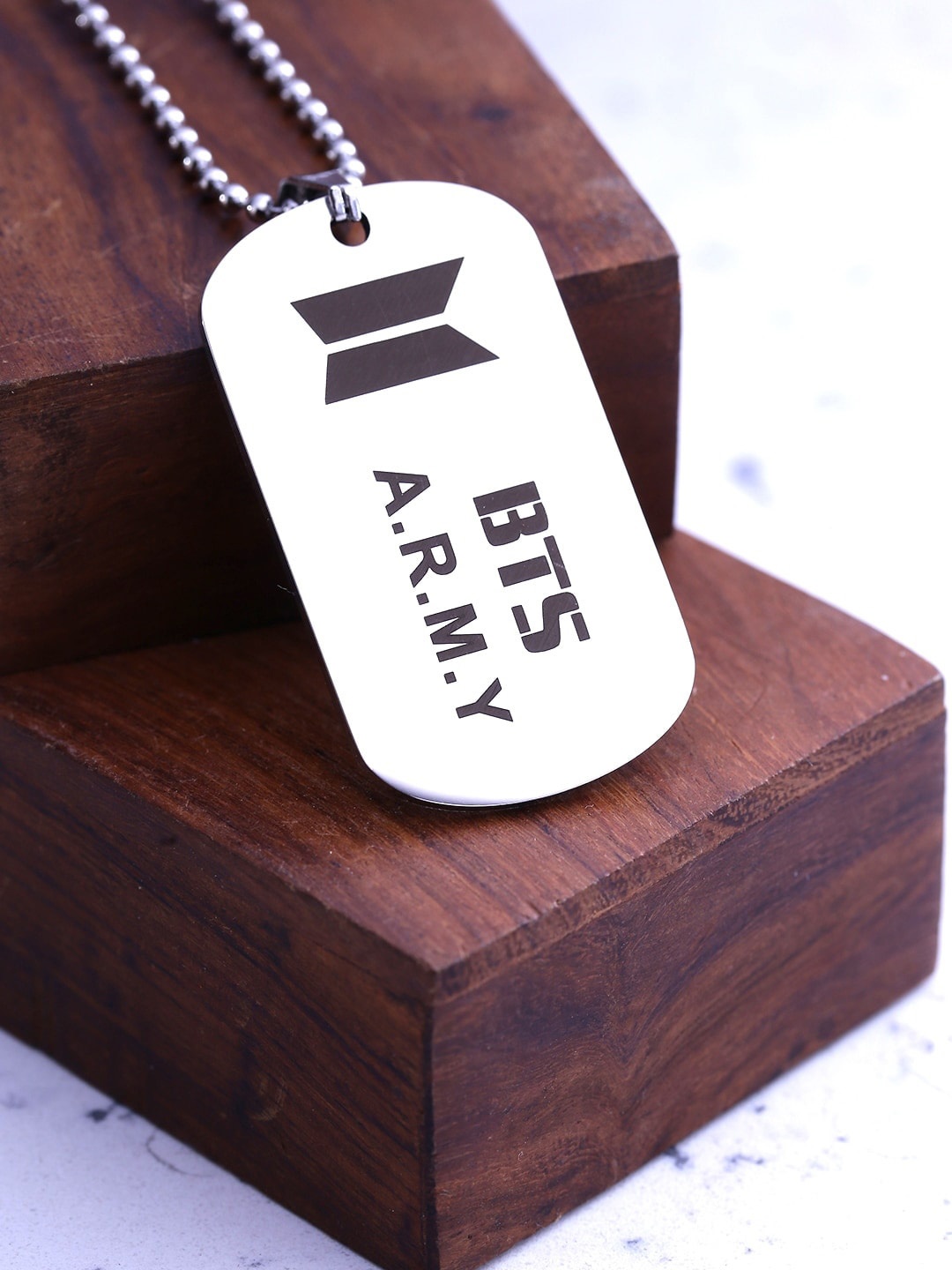 

WROGN Men Silver-Plated Stainless Steel BTS Army Dog Tag Pendant With Chain
