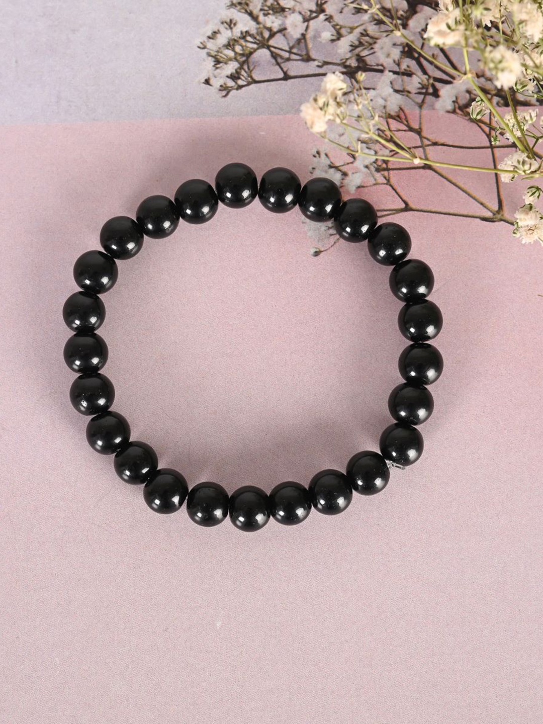 

NVR Unisex Black Marbel Crystal Elasticated Bracelet