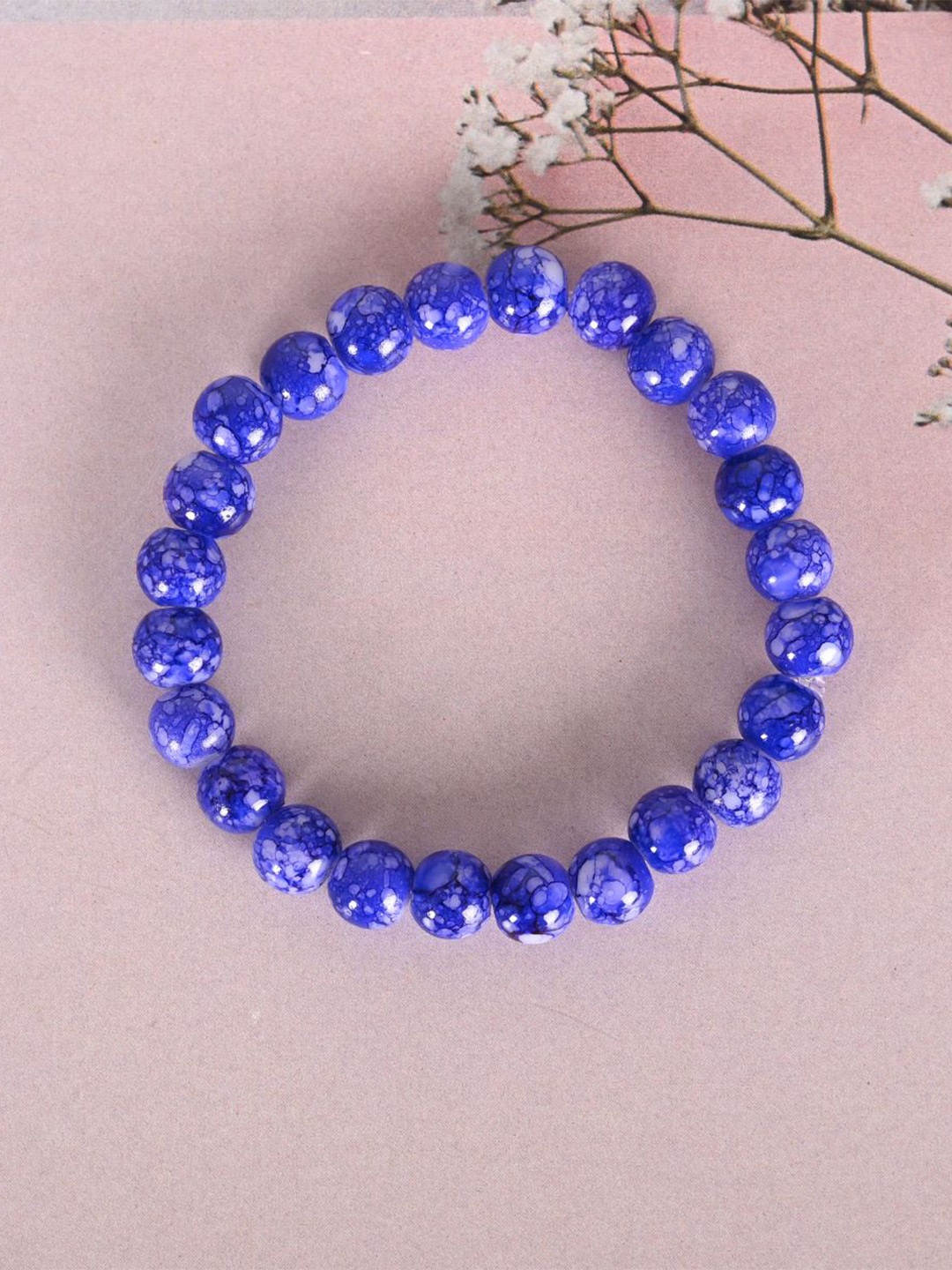 

NVR Unisex Blue Marbel Crystal Elasticated Bracelet