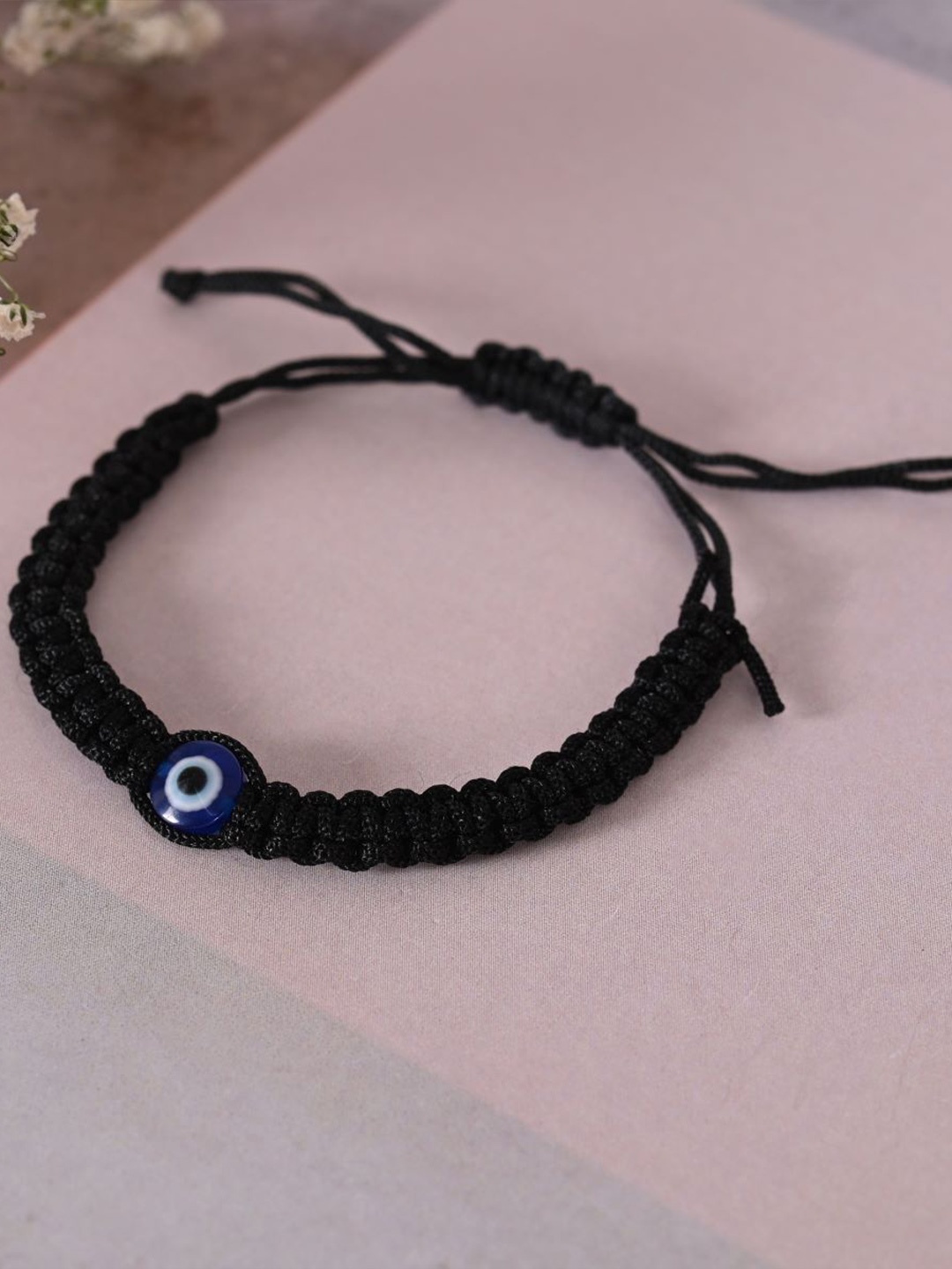 

NVR Unisex Black Evil Eye Wraparound Bracelet