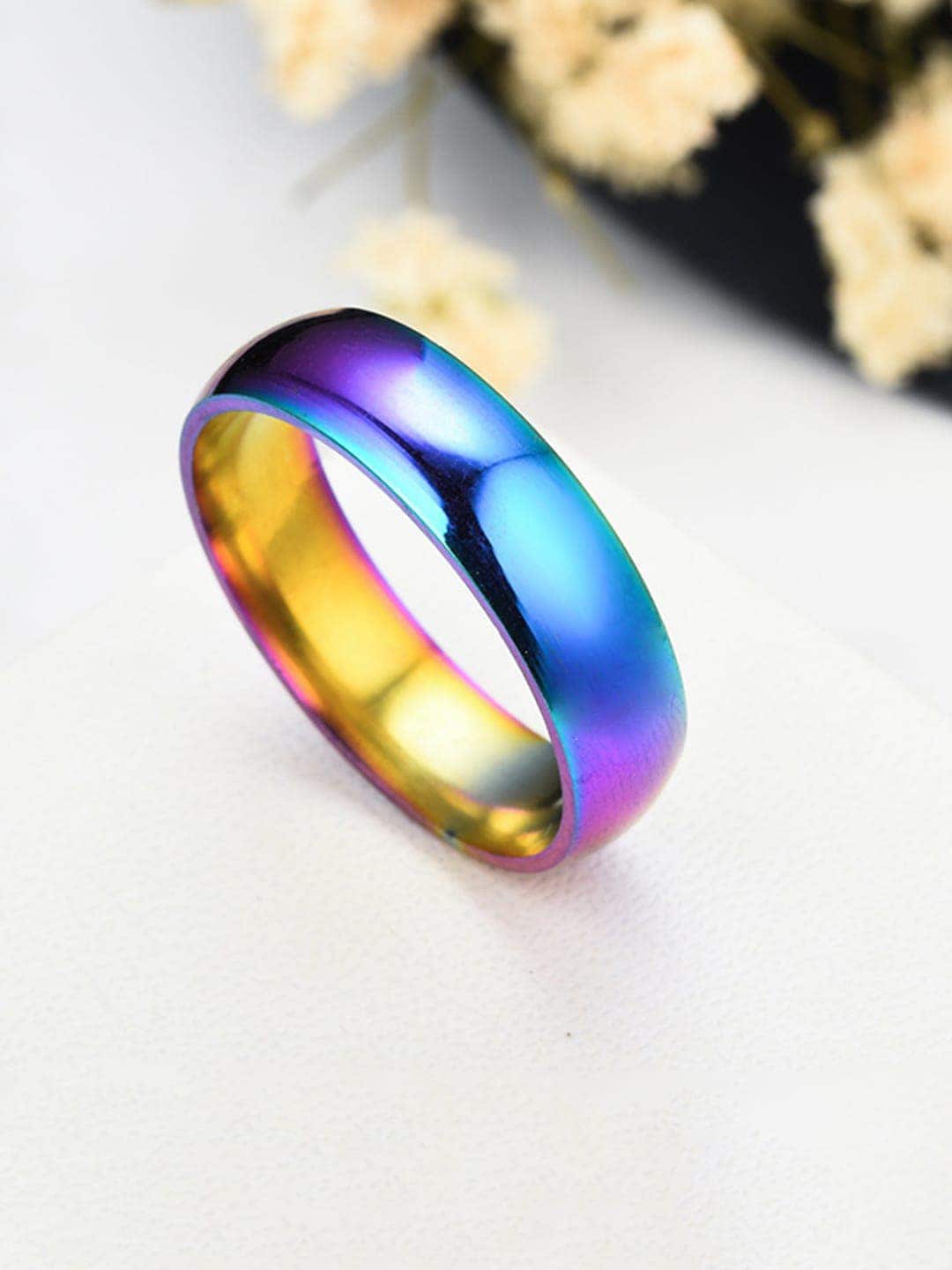 

WROGN Men Stainless Steel Band Finger Ring, Blue